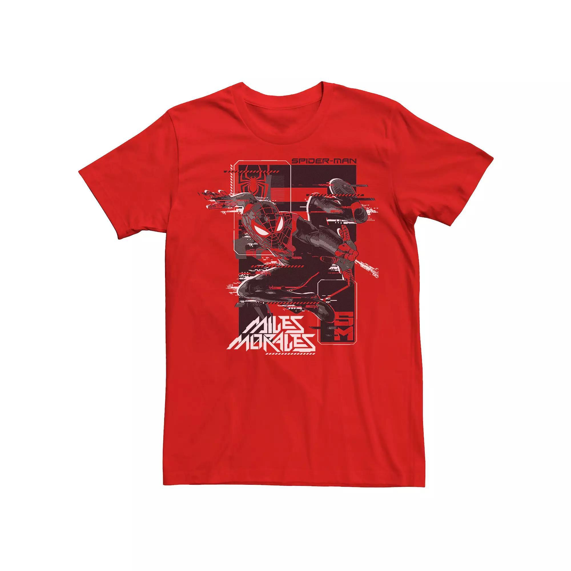 Men's Marvel Spider-Man Miles Morales Glitching Poster Tee, Size: XXL, Red Product Image