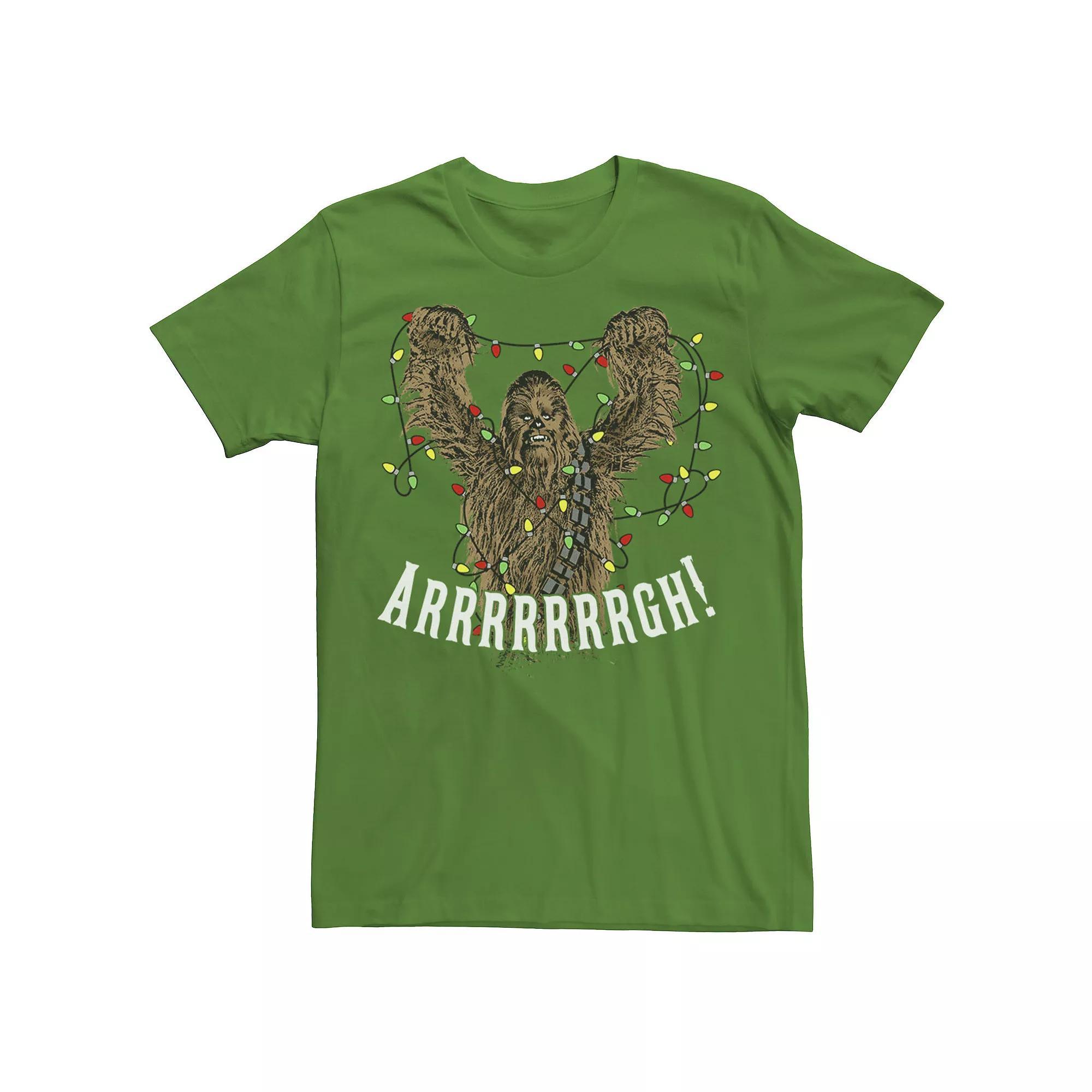 Men's Star Wars Chewbacca Roar Christmas Lights Tee, Size: XXL, Kelly Grey Product Image