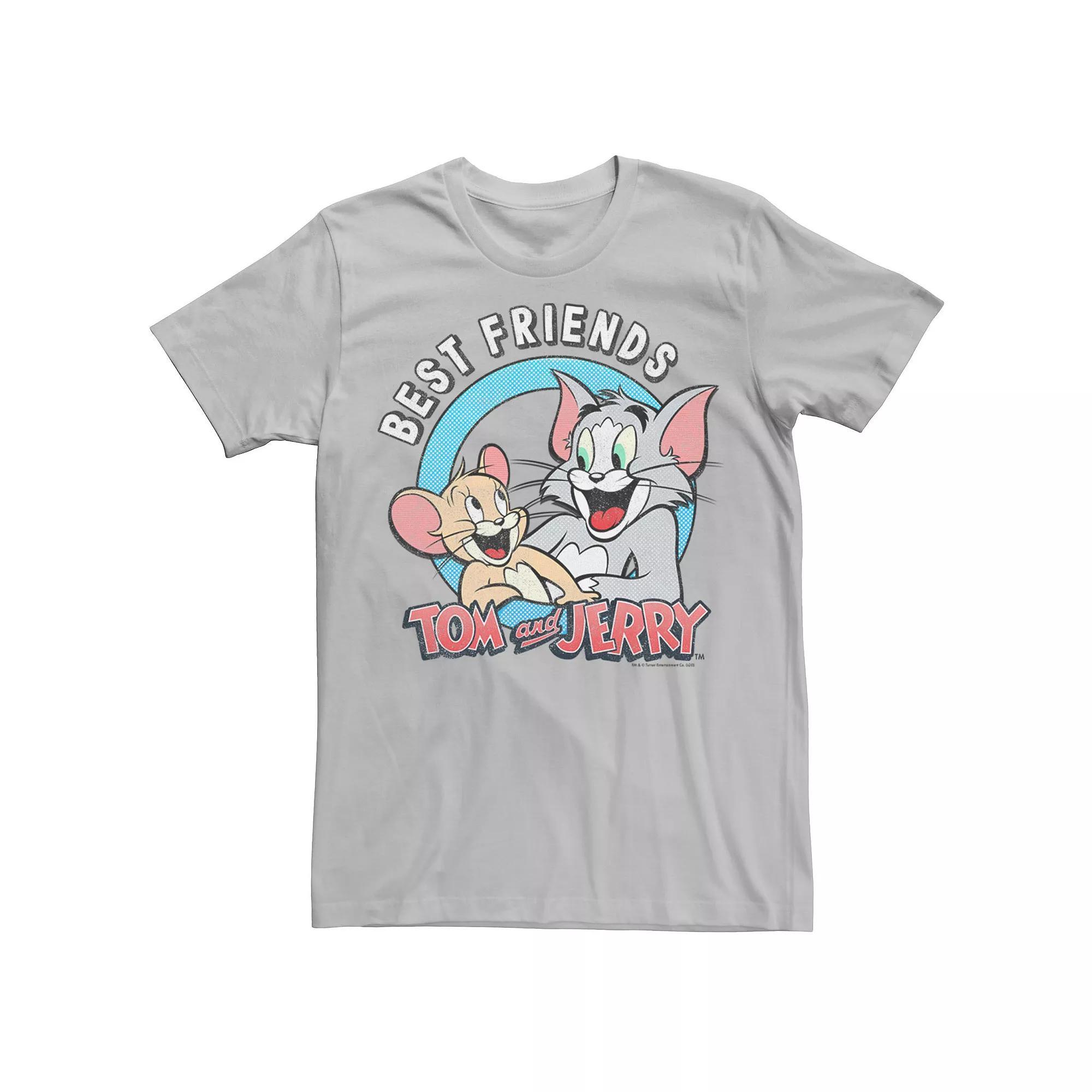 Mens Tom And Jerry Best Friends Portrait Tee, Men's, Size: XXL, Silver Product Image