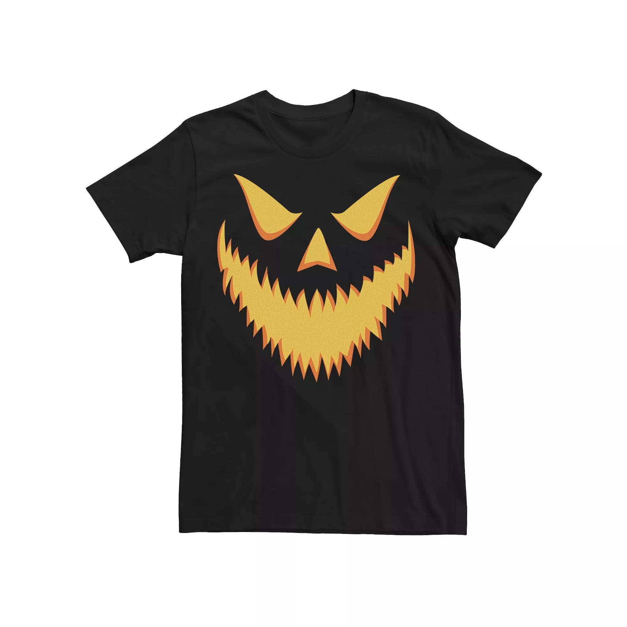Men's Halloween Jack-o'-lantern Scary Grin Tee, Size: Medium, Black Product Image