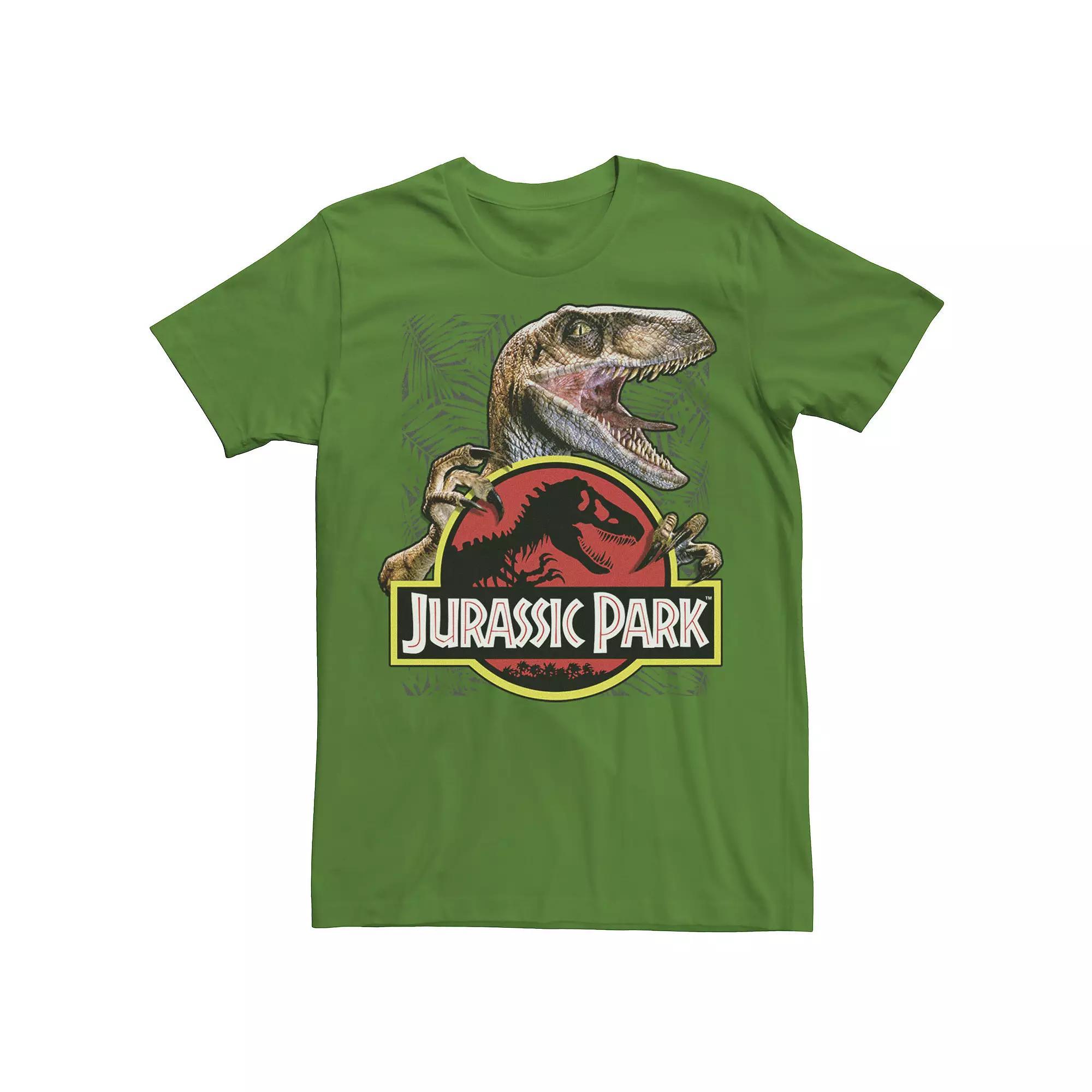 Men's Jurassic Park Raptor Holding Colored Logo Tee, Size: Medium, Kelly Product Image