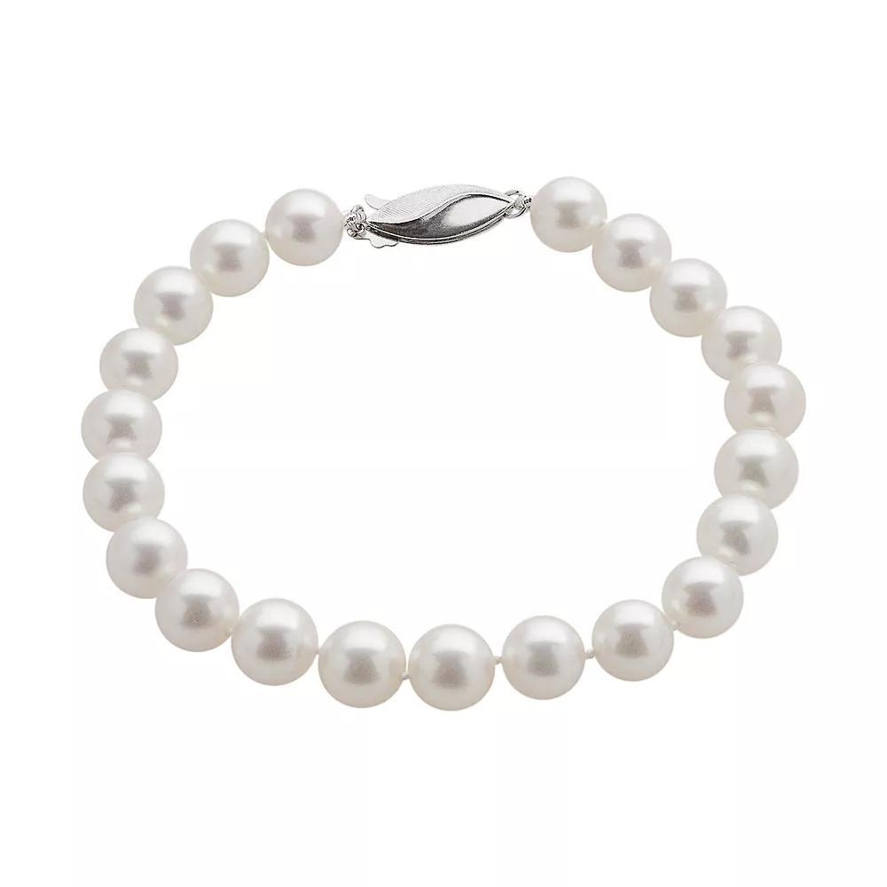 18k White Gold AA Akoya Cultured Pearl Bracelet (7-7.5 mm), Womens Product Image