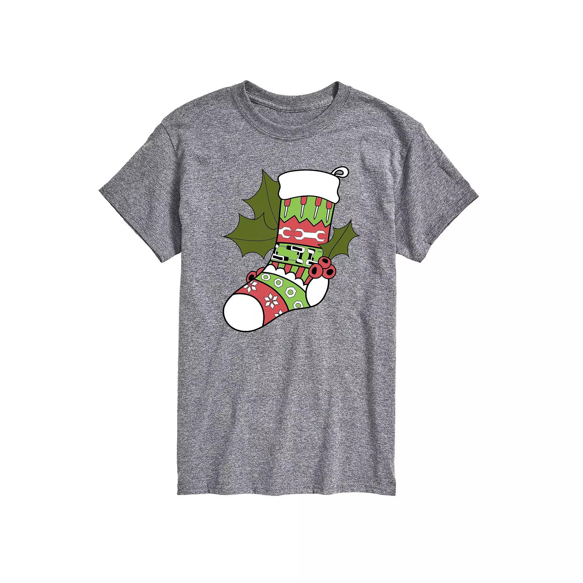 Big & Tall Fair Isle Tool Stocking Graphic Tee, Mens Grey Gray Product Image
