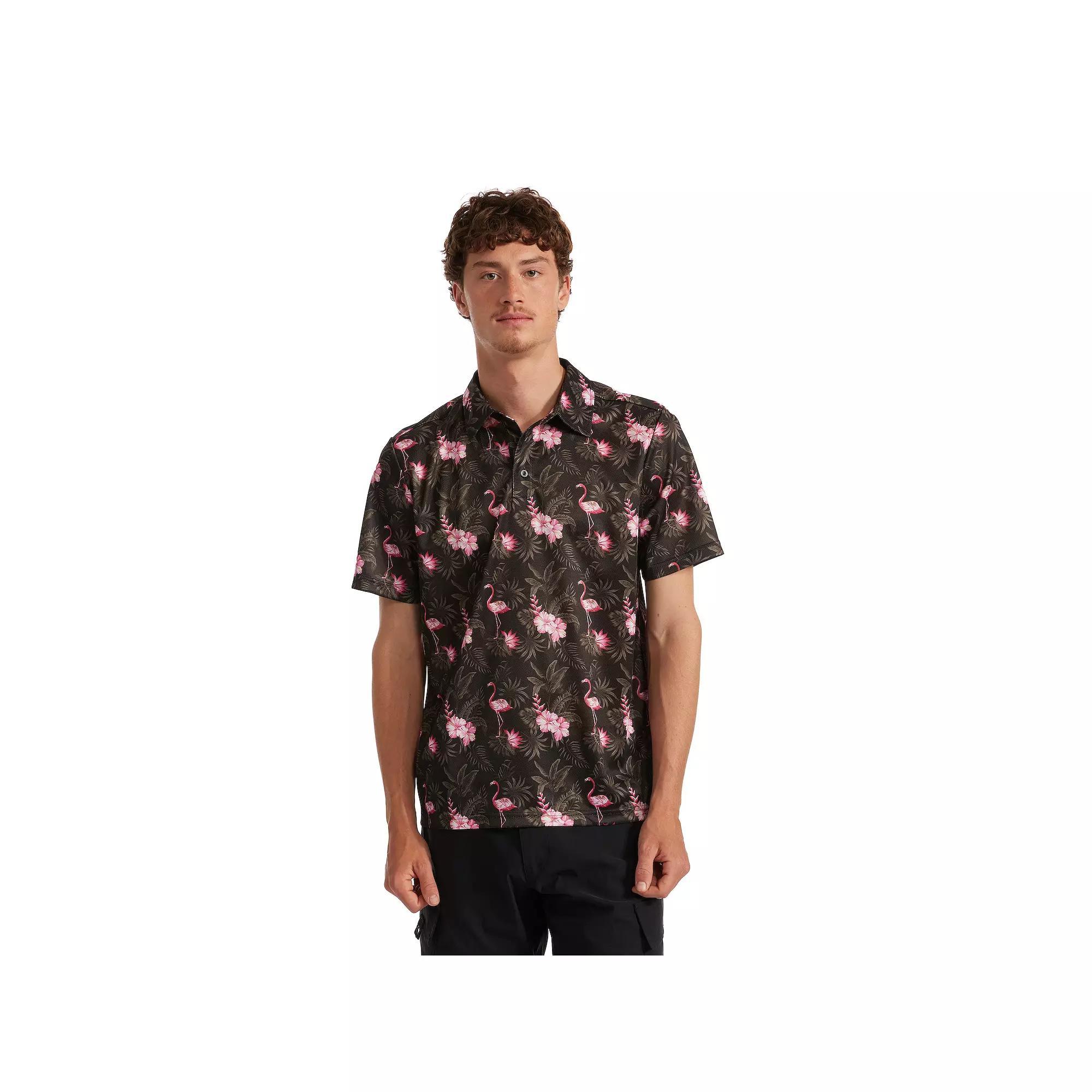 Men's Matix Tropical Print Polo, Size: Small, Black Product Image