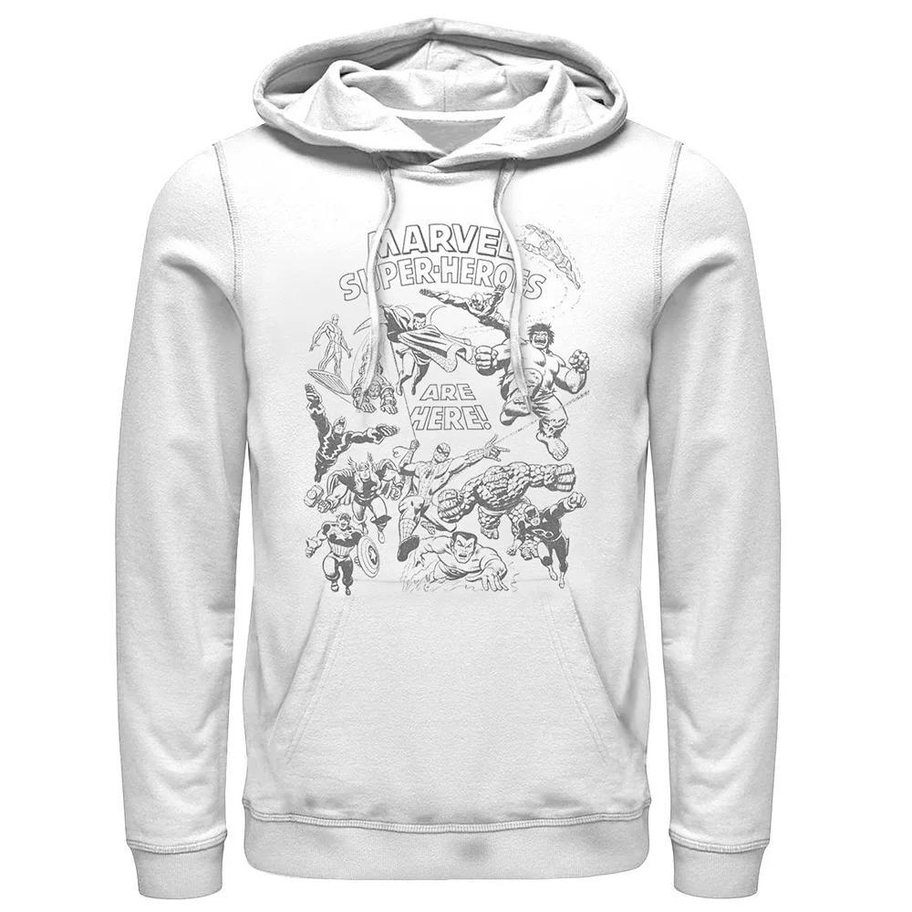 Men's Marvel Super-Heroes Are Here Hoodie, Size: Medium, White Product Image