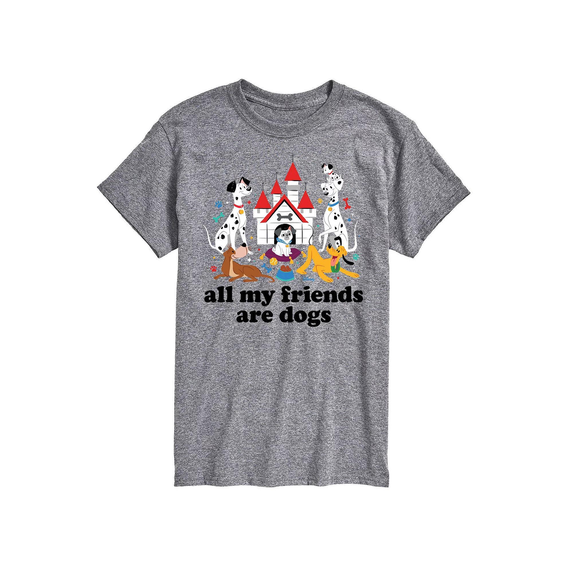Disney Mens All My Friends Are Dogs Graphic Tee Grey Gray Product Image