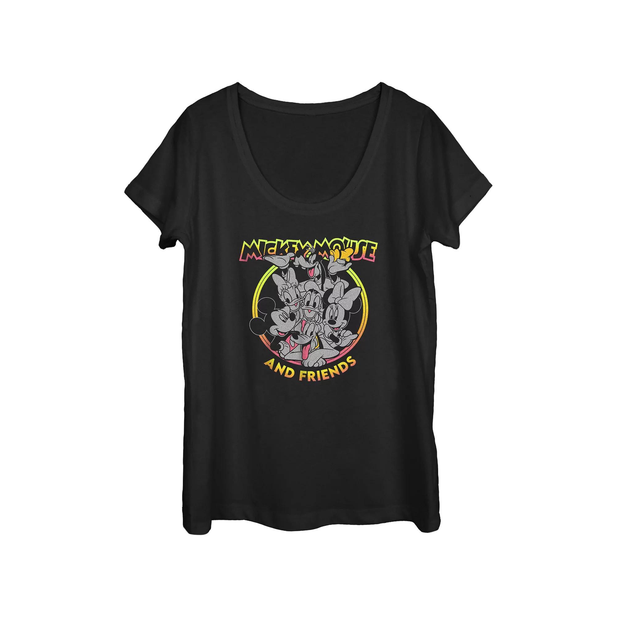 Disney's Mickey Mouse Bright Pals Scoop Neck Juniors' Graphic Tee, Women's, Size: Medium, Black Product Image