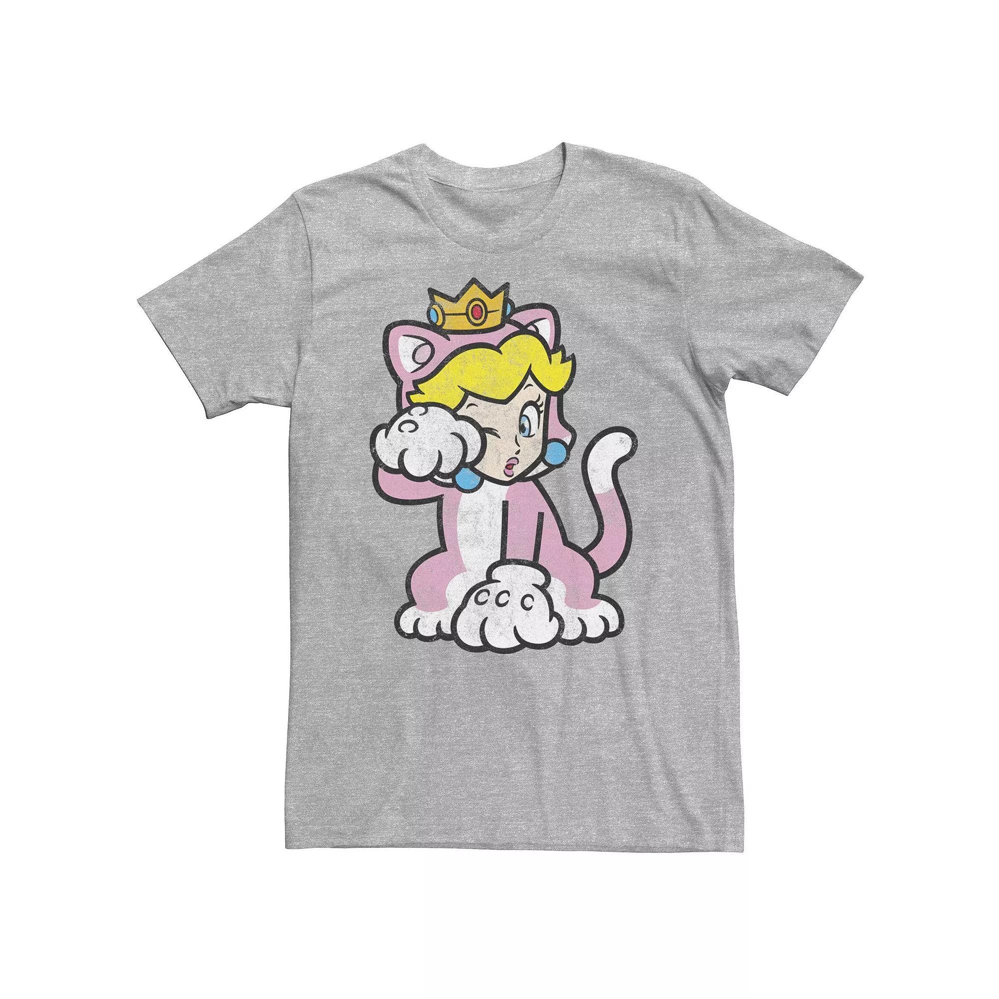 Big & Tall Super Mario 3D Bowser's Fury Princess Peach Cat Portrait Tee, Men's, Size: 3XL Tall, Athletic Grey Product Image