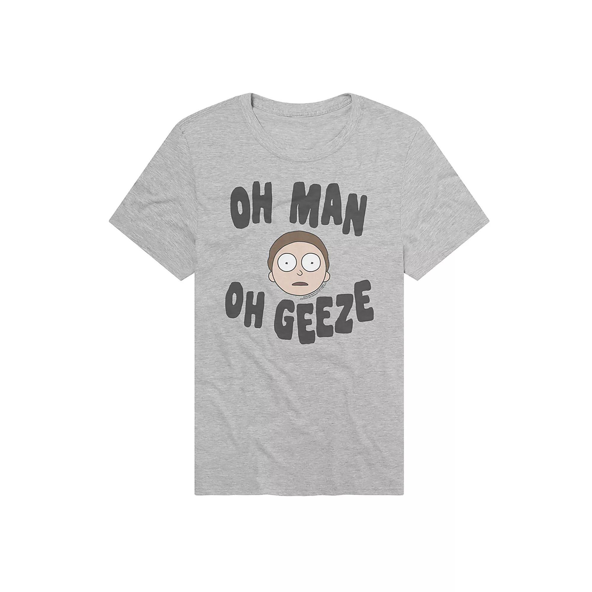 Men's Oh Man Oh Geeze Rick & Morty Graphic Tee, Size: Large, Athletic Grey Product Image