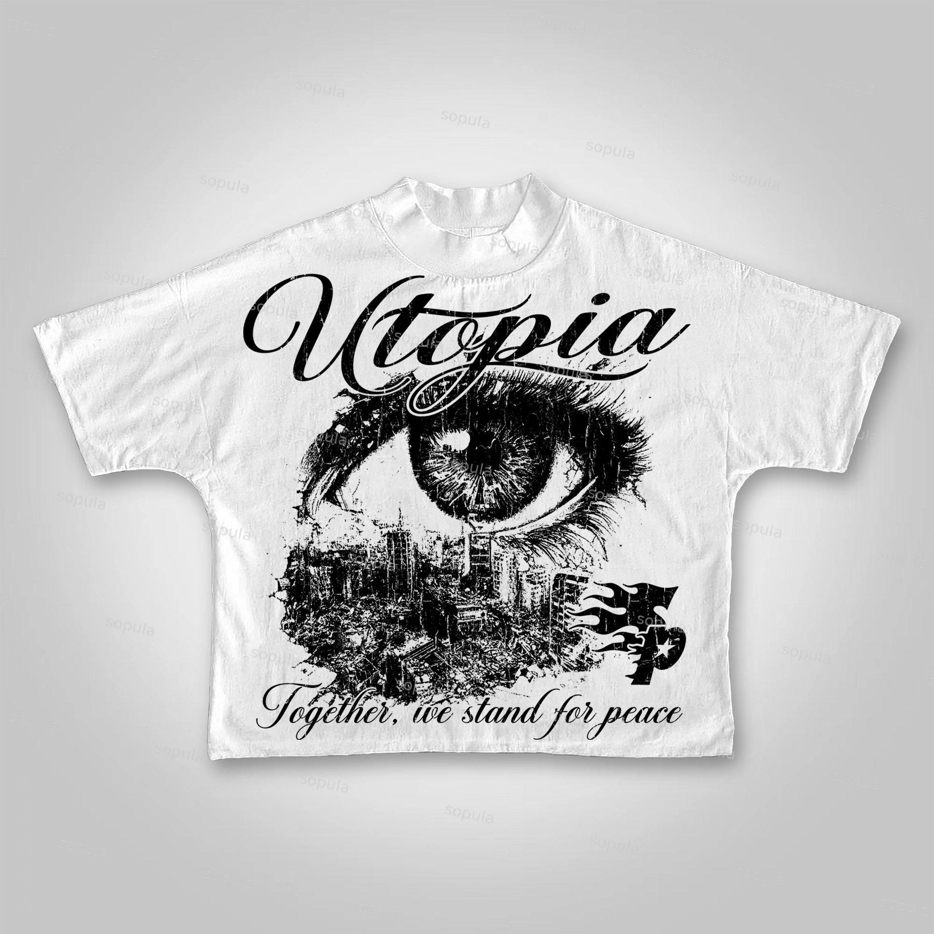 Sopula Utopia Vintage Graphic Cropped T-shirt Product Image