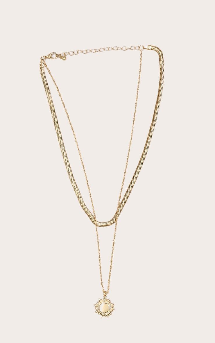 Gold Snake Chain Layered Pendant Necklace Product Image