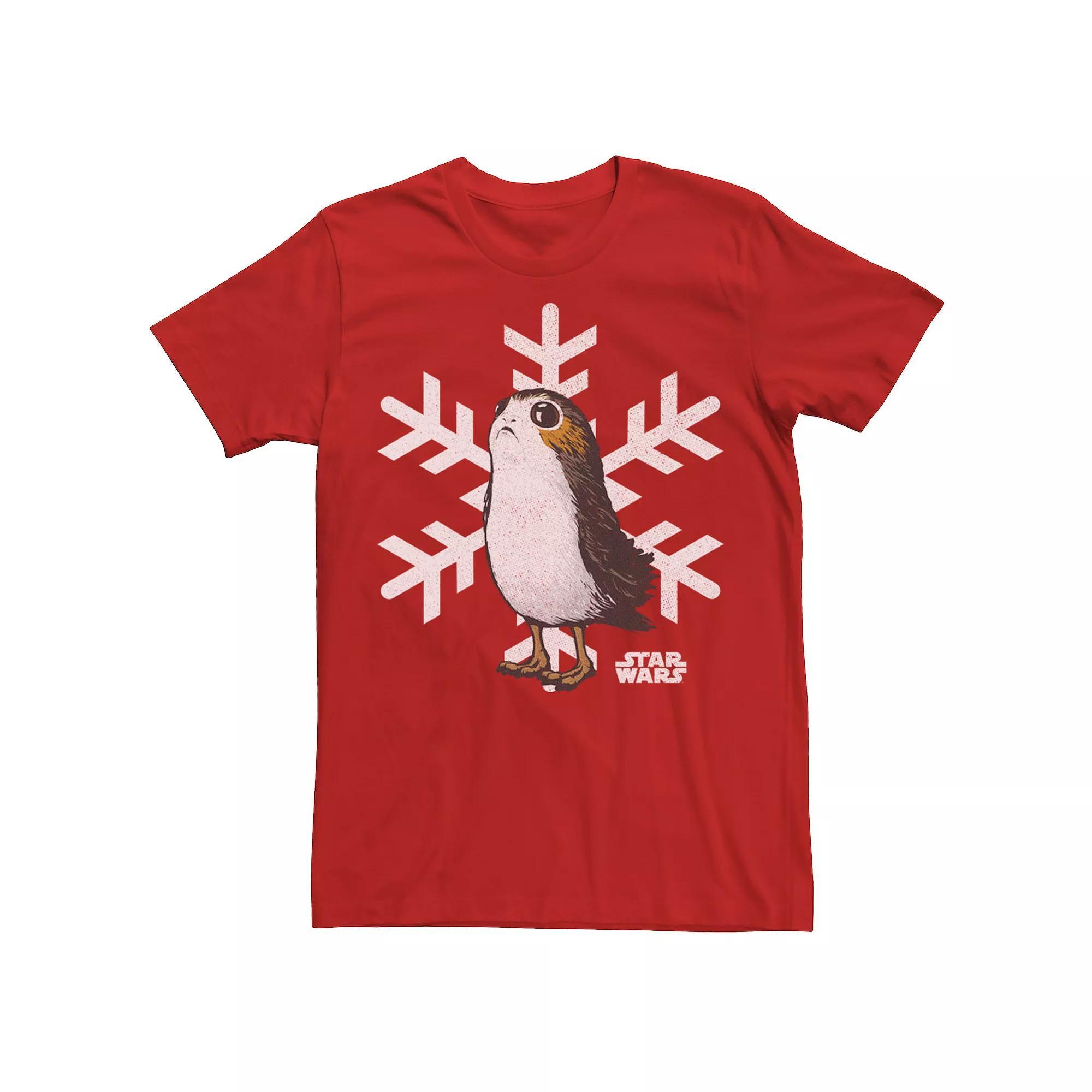 Men's Star Wars Porg Snowflake Holiday Tee, Size: 3XL, Red Product Image