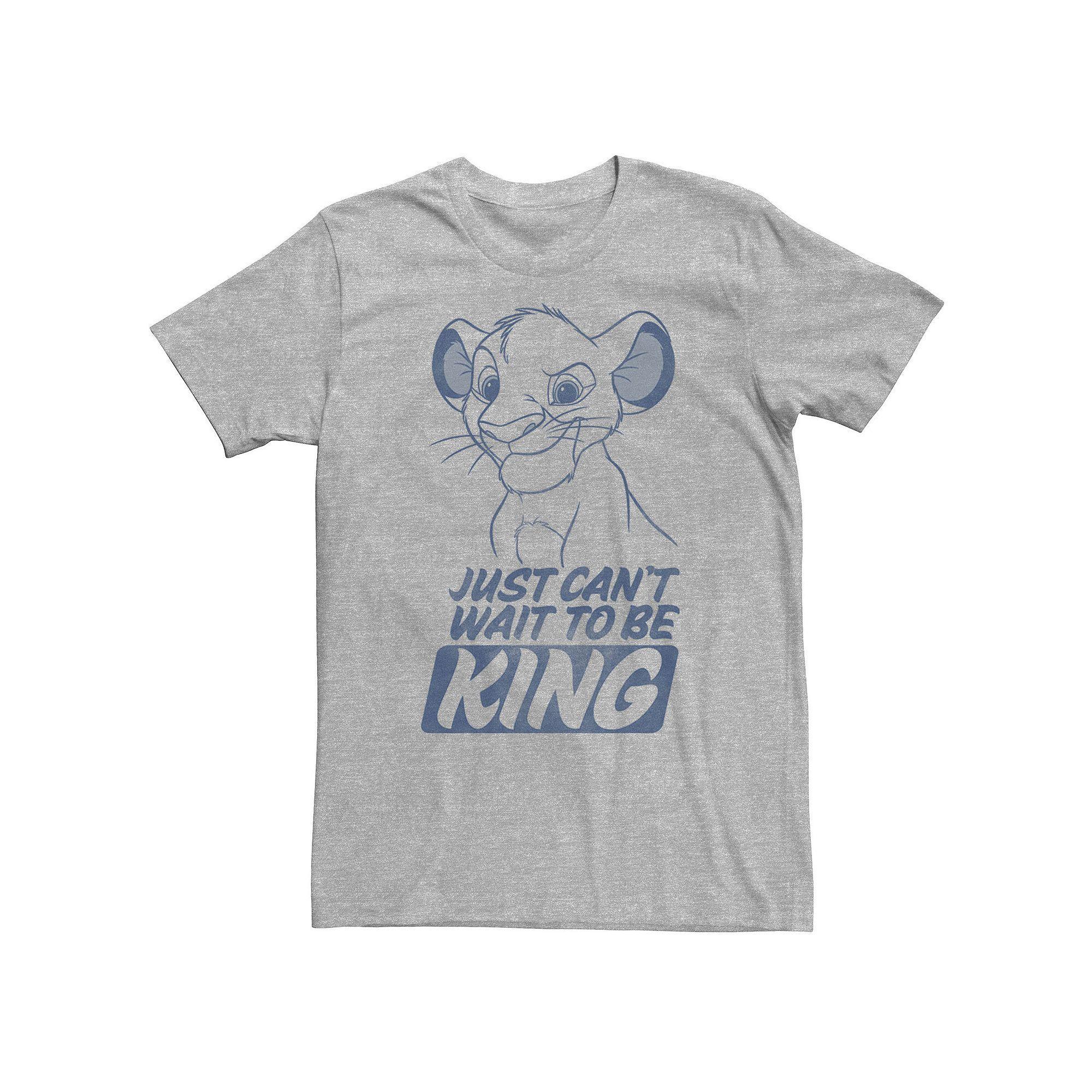 Big & Tall Disney The Lion King Kid Simba Just Can't Wait To Be King Poster Tee, Men's, Size: 4XL Tall, Athletic Grey Product Image