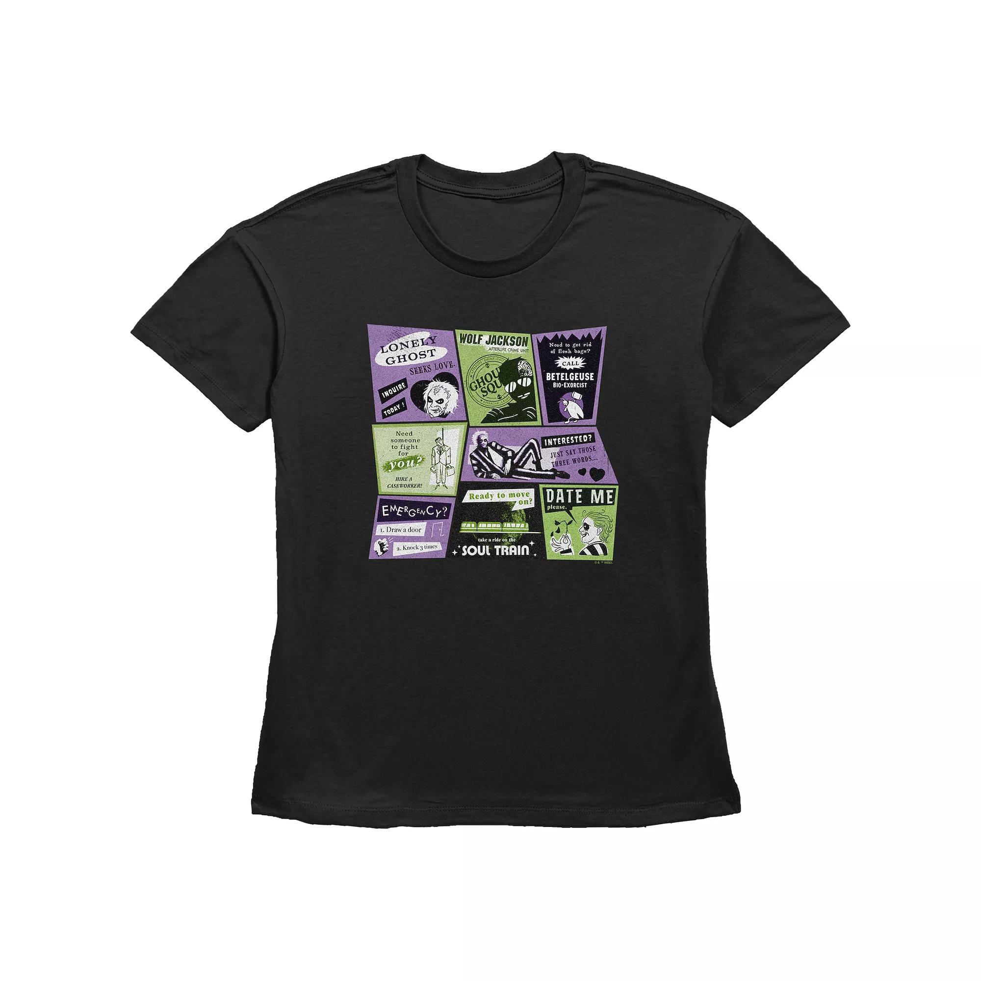 Women's Beetlejuice 2 Classified Ads Graphic Tee, Size: Large, Black Product Image