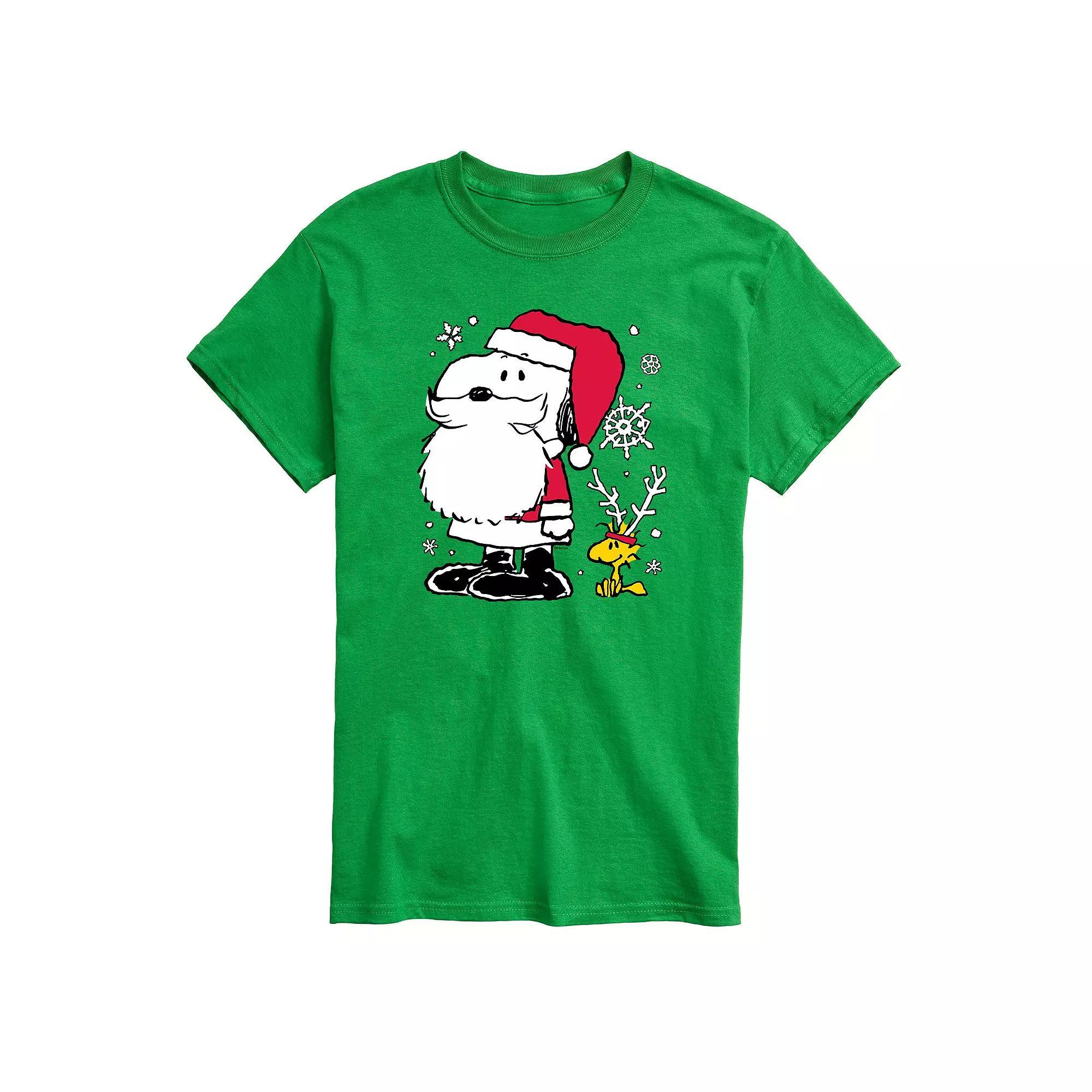 Men's Peanuts Snoopy Santa Reindeer Tee, Size: Large, Green Product Image