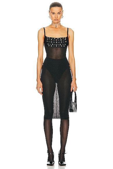 Alessandra Rich Lurex Knit Slip Dress Product Image
