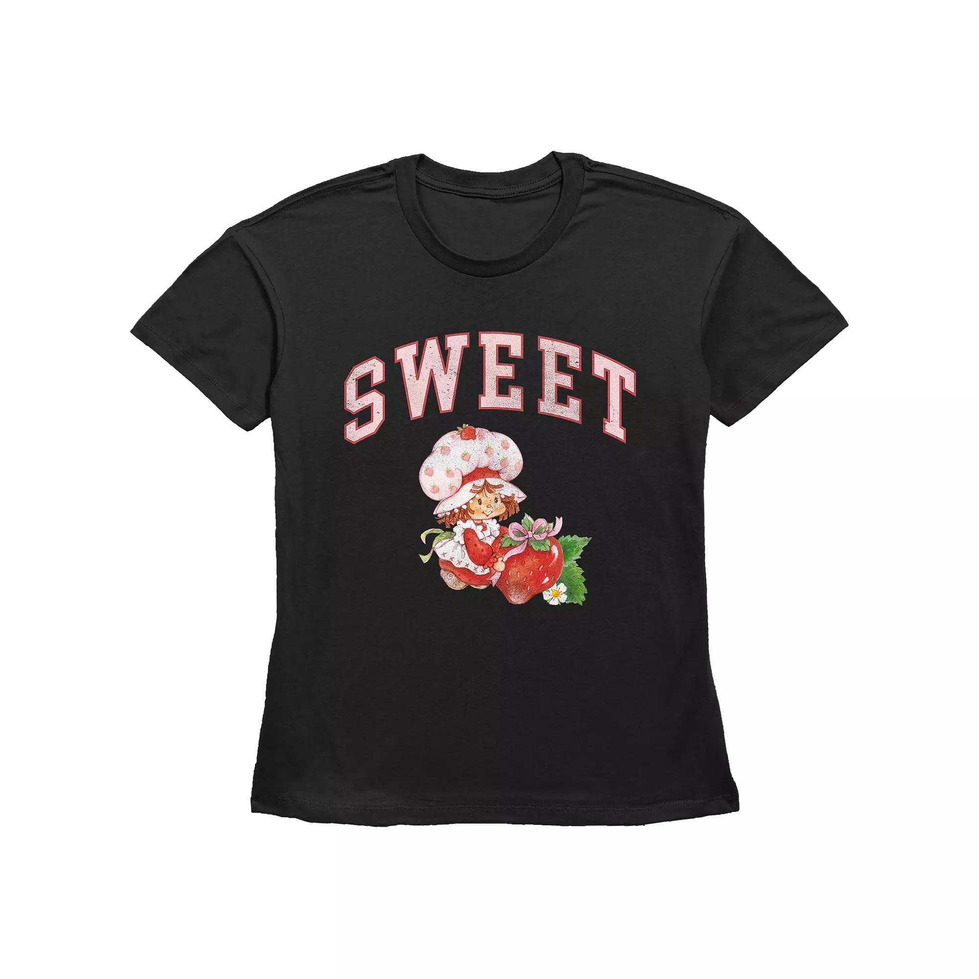 Women's Strawberry Shortcake Sweet Basic Fit Graphic Tee, Girl's, Size: Small, Grey Gray Product Image