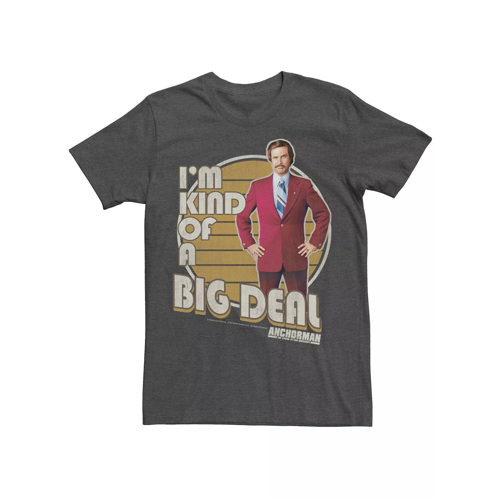 Men's Anchorman I'm Kind Of A Big Deal Retro Striped Portrait Tee, Size: XL, Grey Heather Product Image