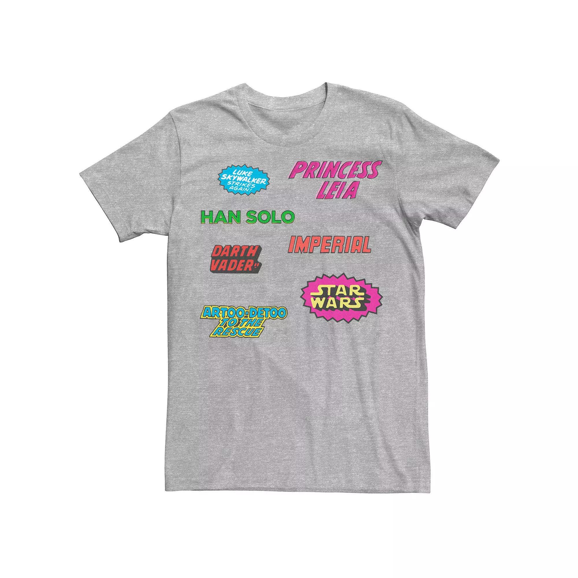 Men's Star Wars Vintage Sticker Logos Tee, Size: 3XL, Athletic Grey Product Image