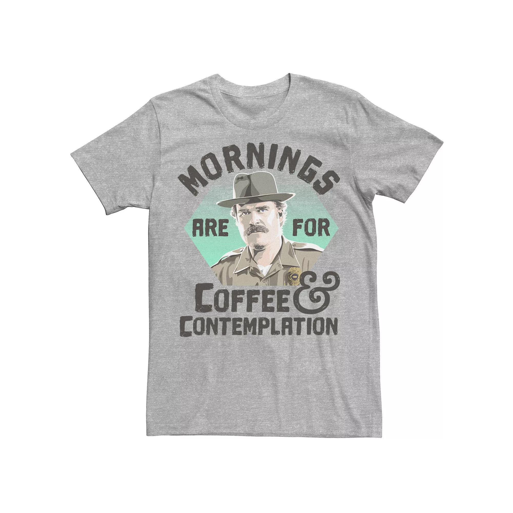 Men's Stranger Things Hopper Mornings Are For Coffee Contemplation Tee, Size: Small, Athletic Grey Product Image