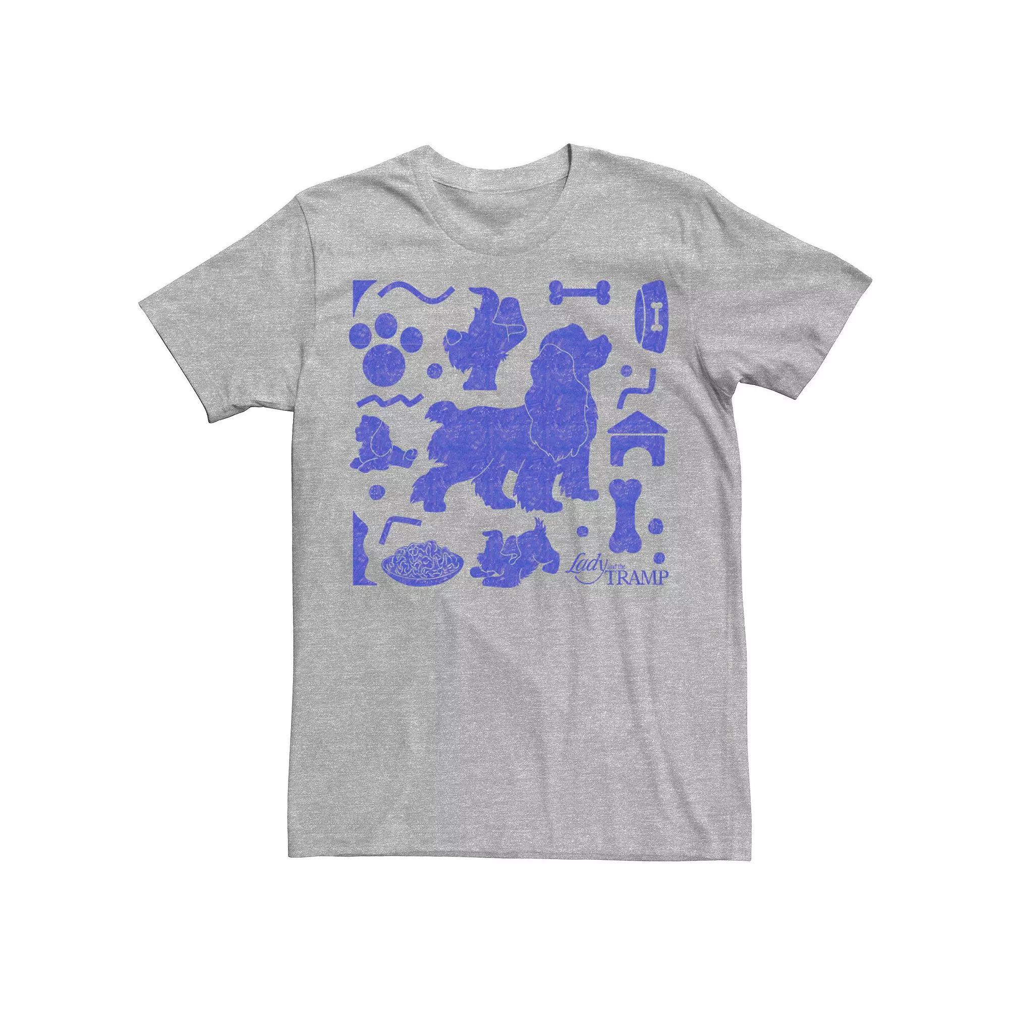 Disney's Lady And The Tramp Silhouette Icons Men's Tee, Size: Small, Athletic Grey Product Image