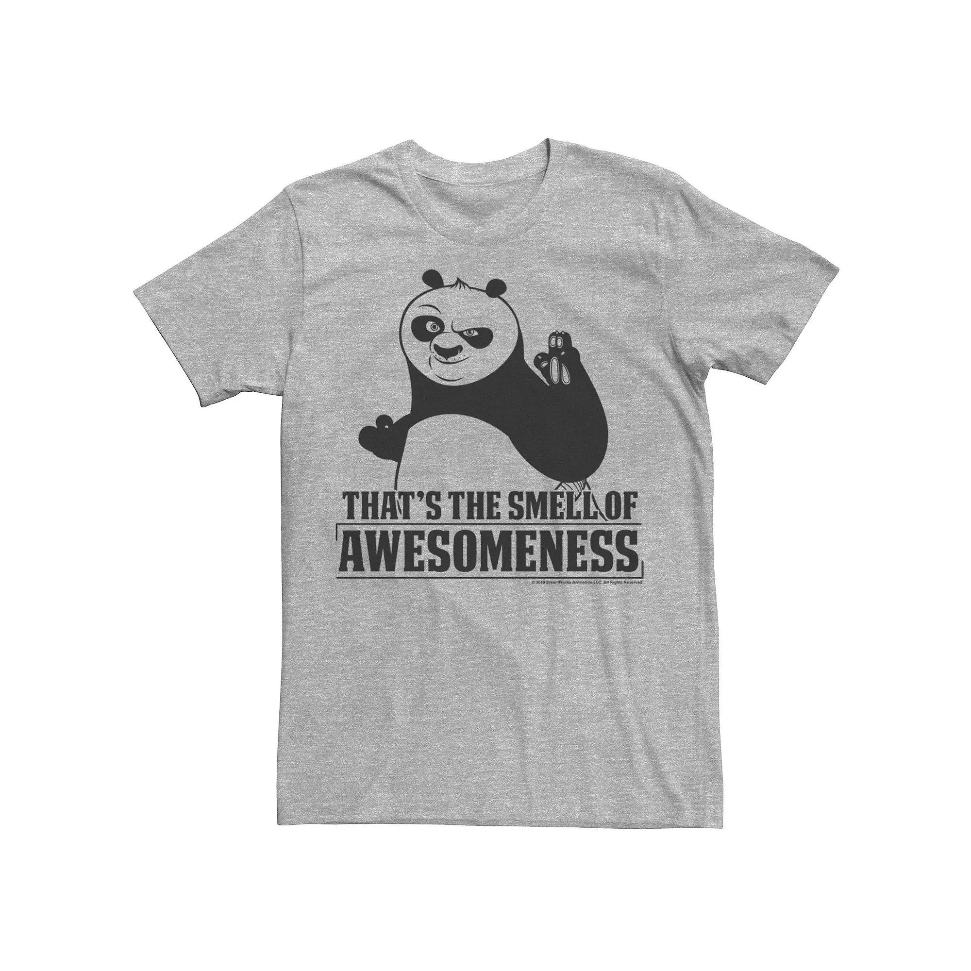 Mens Kung Fu Panda Smell The Awesomeness Po Portrait Tee Athletic Grey Product Image