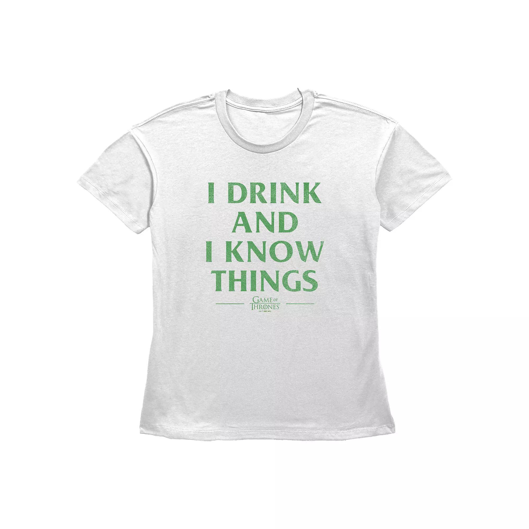 Women's Game Of Thrones I Drink And I Know Things Graphic Tee, Size: XL, White Product Image
