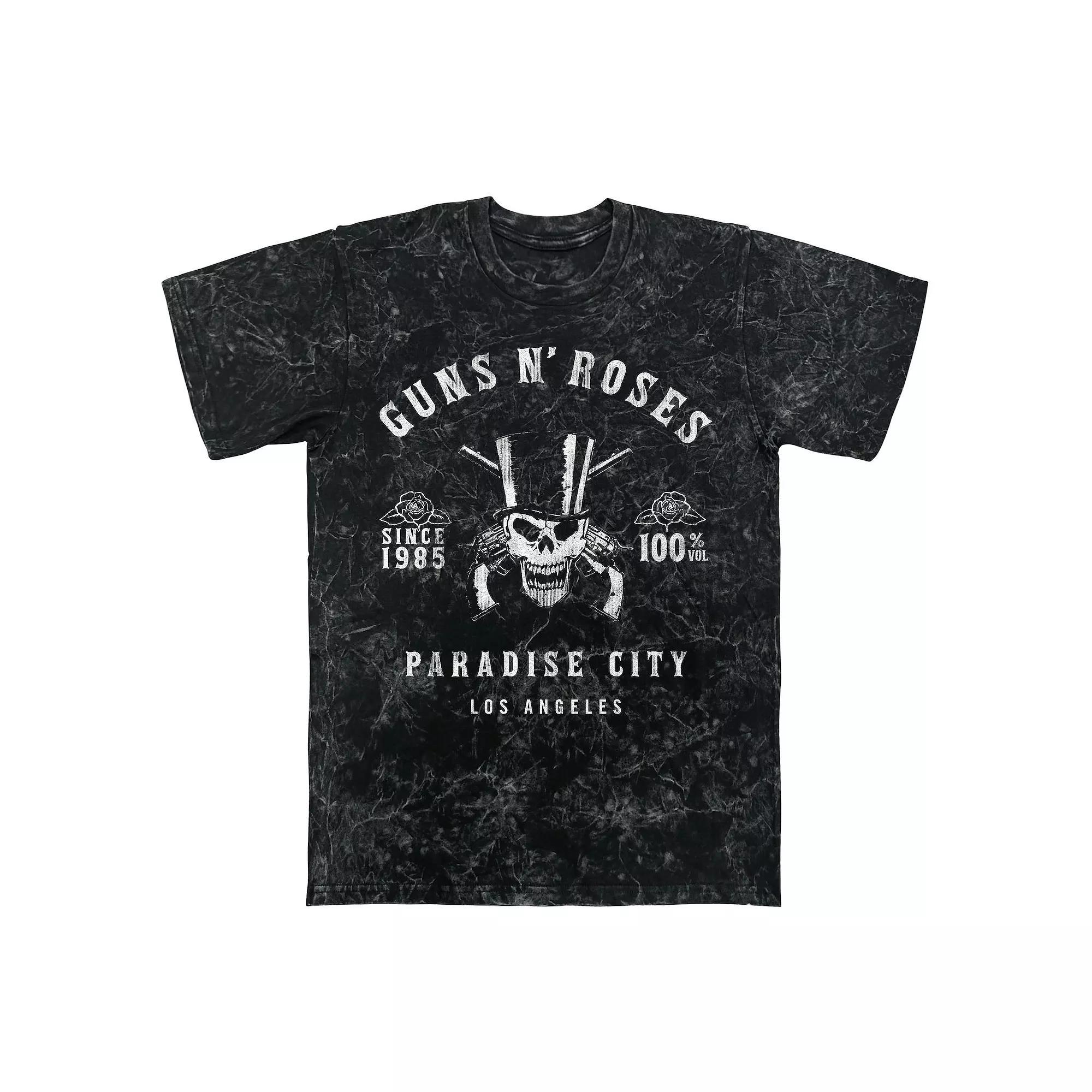Men's Guns N' Roses Paradise City Whiskey Label Mineral Wash Graphic Tee, Size: Small, Black Mineral Wash Product Image