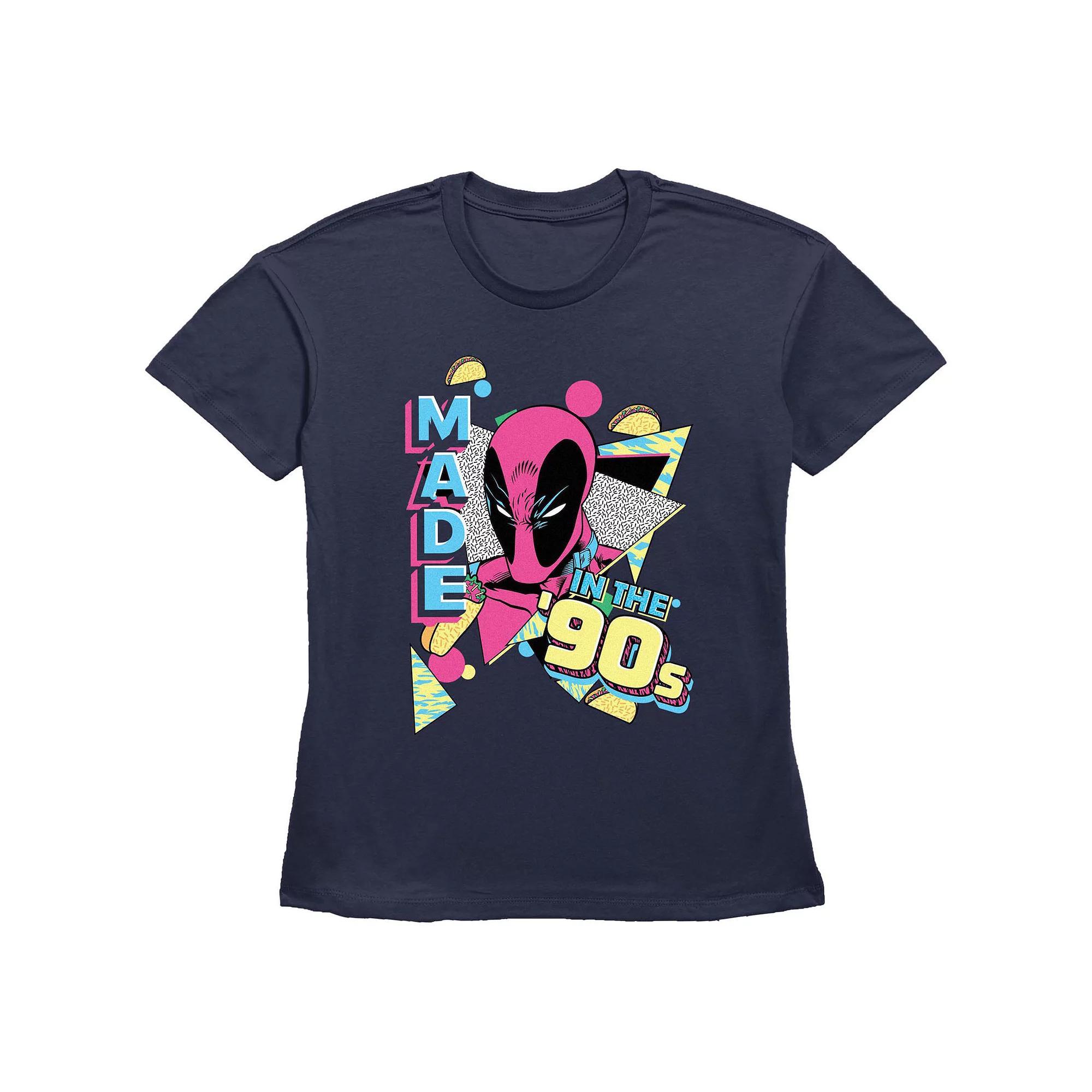 Women's Marvel Deadpool Made In The 90s Graphic Tee, Size: Large, Blue Product Image
