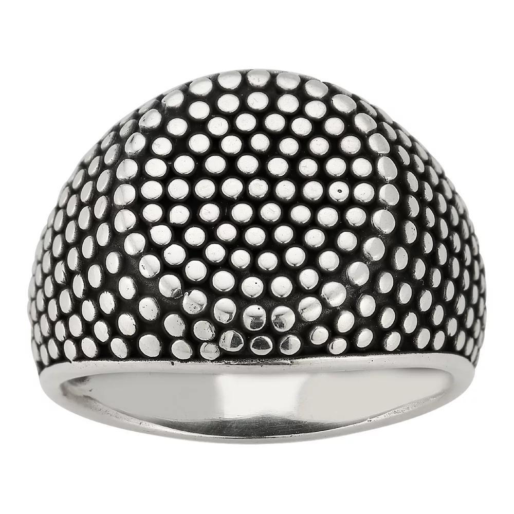 Menster Men's Sterling Silver Oxidized Dotted Signet Ring, Size: 9 Product Image