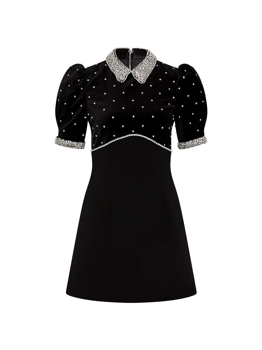 Womens Giovanna Crystal-Embellished Velvet Short-Sleeve Minidress Product Image
