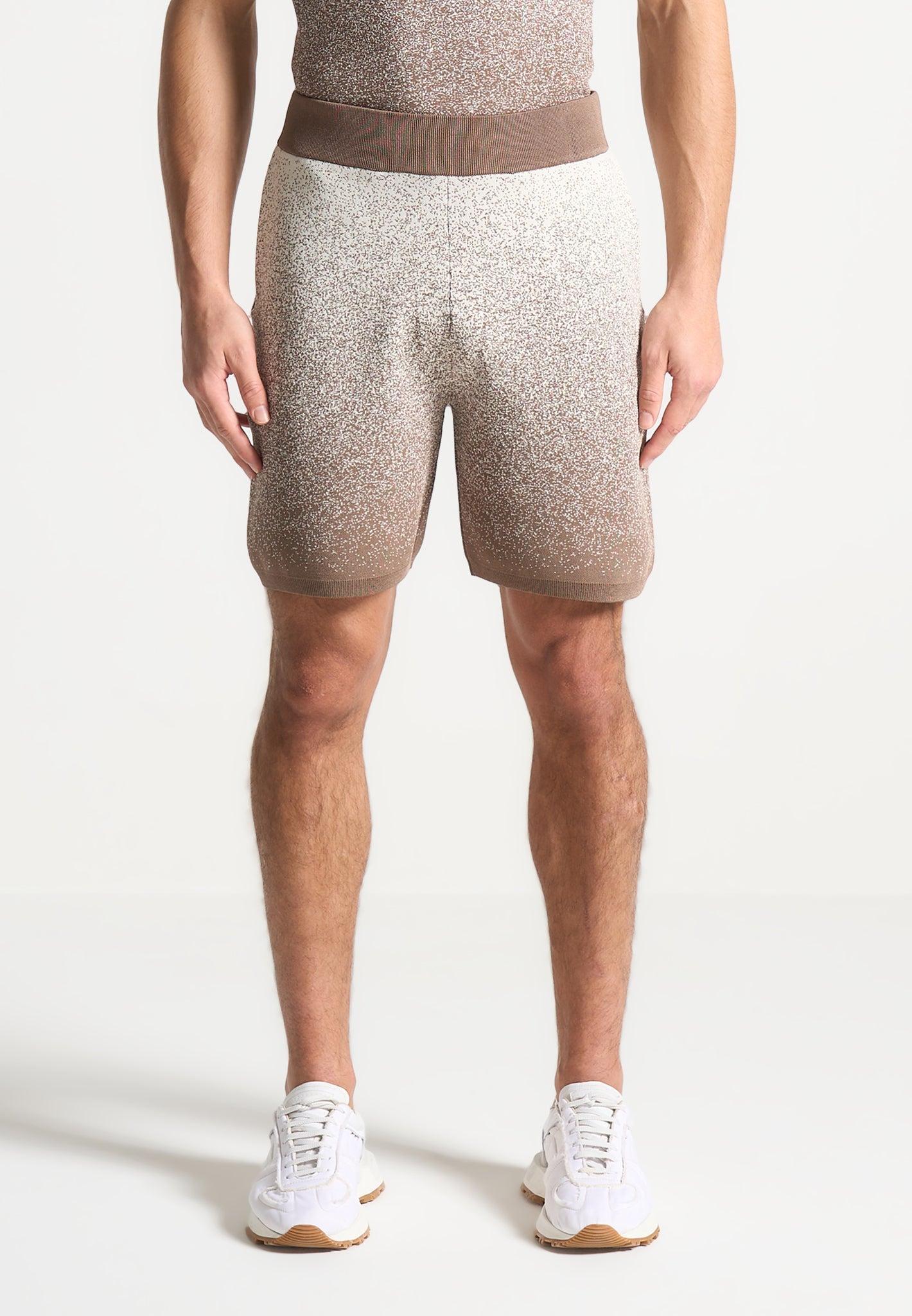Ombré Knit Shorts - Taupe/White Male Product Image