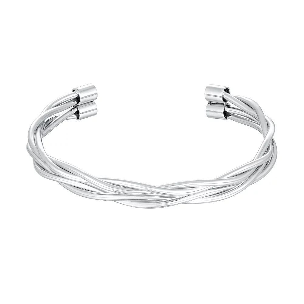 LYNX Men's Stainless Steel Twist Cuff Bracelet, Size: 8.25" Product Image