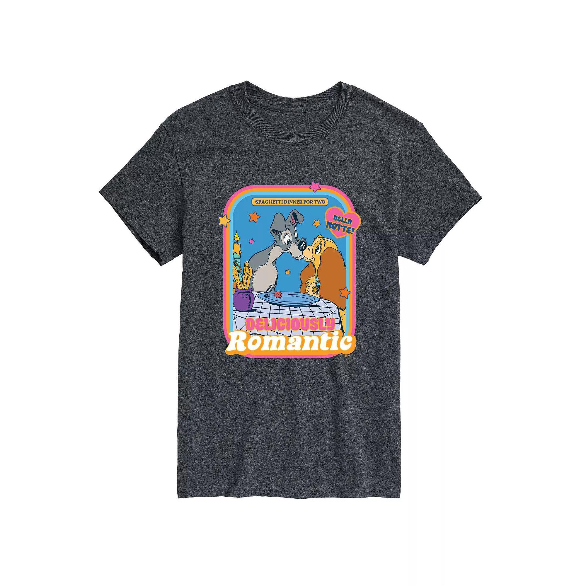 Disneys Lady and the Tramp Big & Tall Romantic Graphic Tee, Mens Heather Grey Product Image