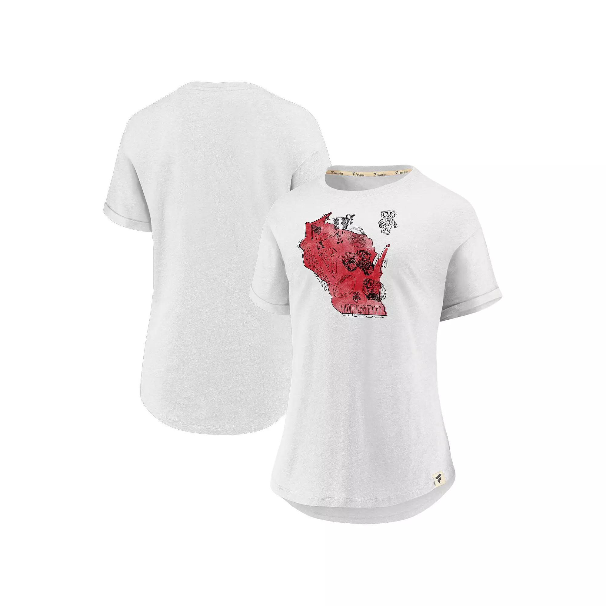 Women's Fanatics White Wisconsin Badgers True Classics Home State T-Shirt, Size: XL Product Image