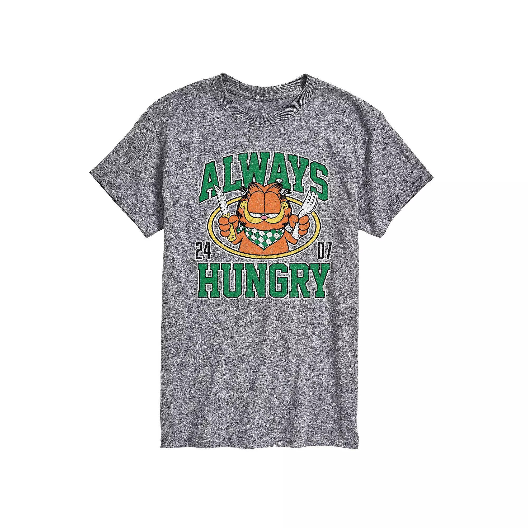 Mens Garfield Always Hungry Graphic Tee Grey Gray Product Image
