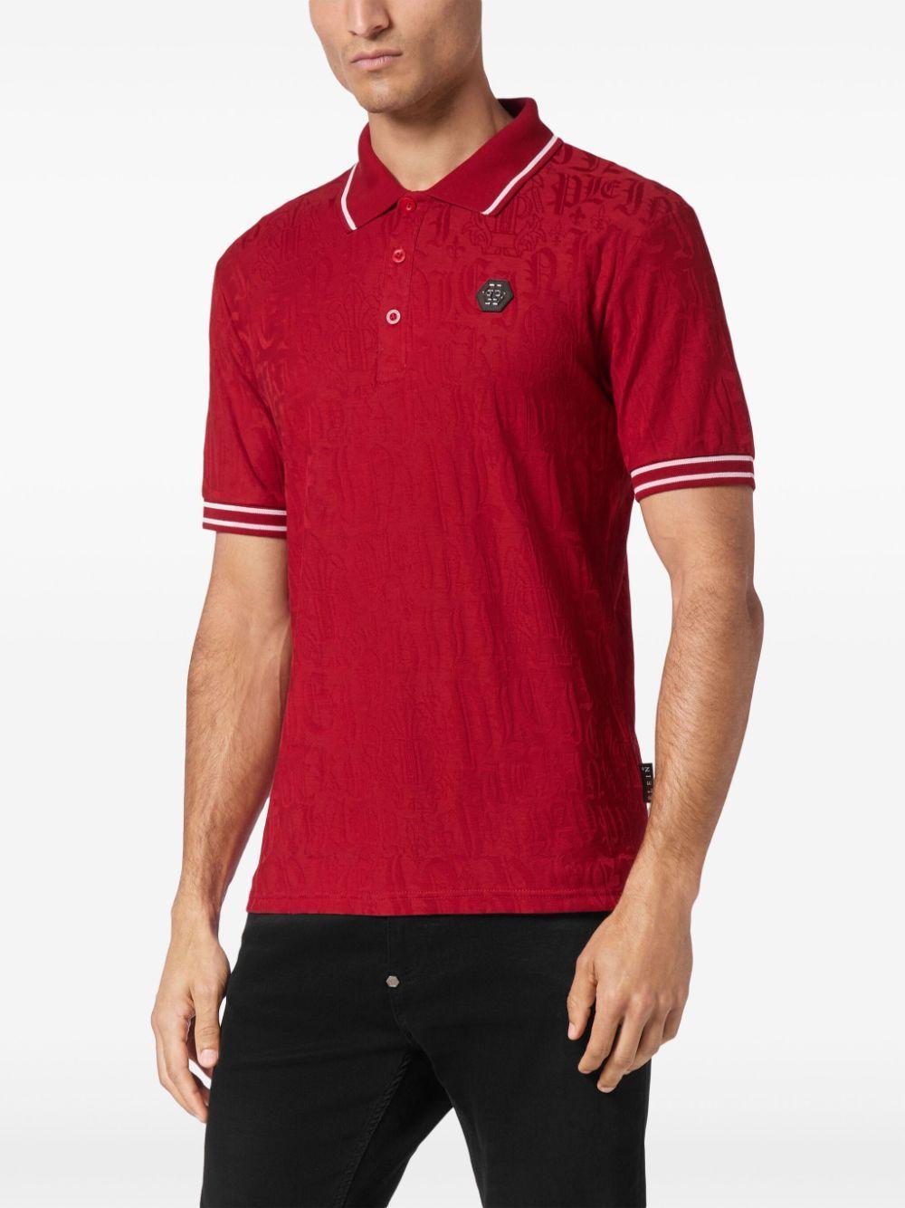PHILIPP PLEIN Jacquard Monogram Polo Shirt In Red Product Image