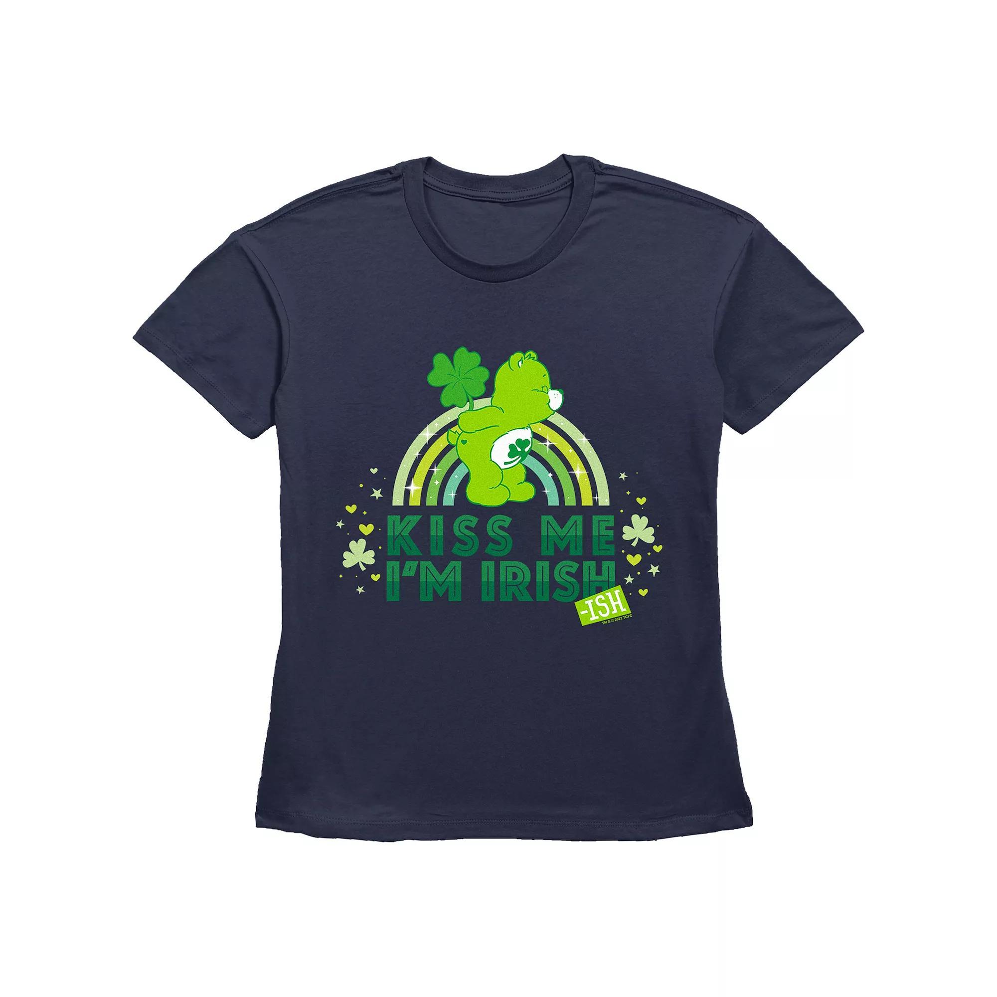 Women's Care Bears Kiss Me I'm Irish Graphic Tee, Girl's, Size: Medium, Blue Product Image