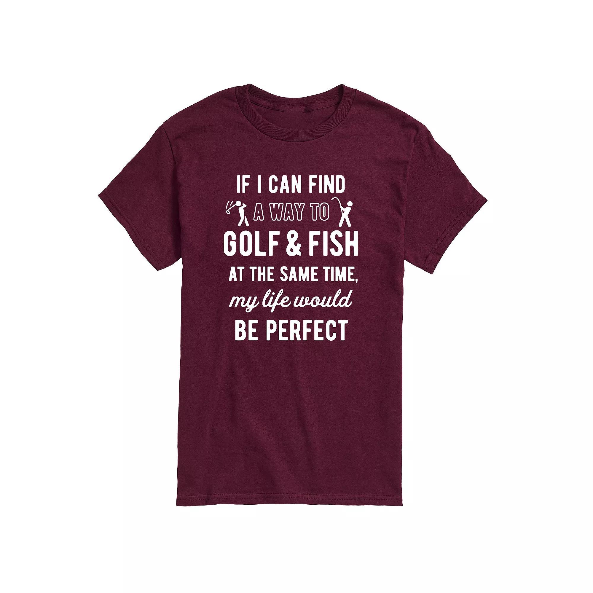Men's Golfing & Fishing Graphic Tee, Size: Small, Black Product Image