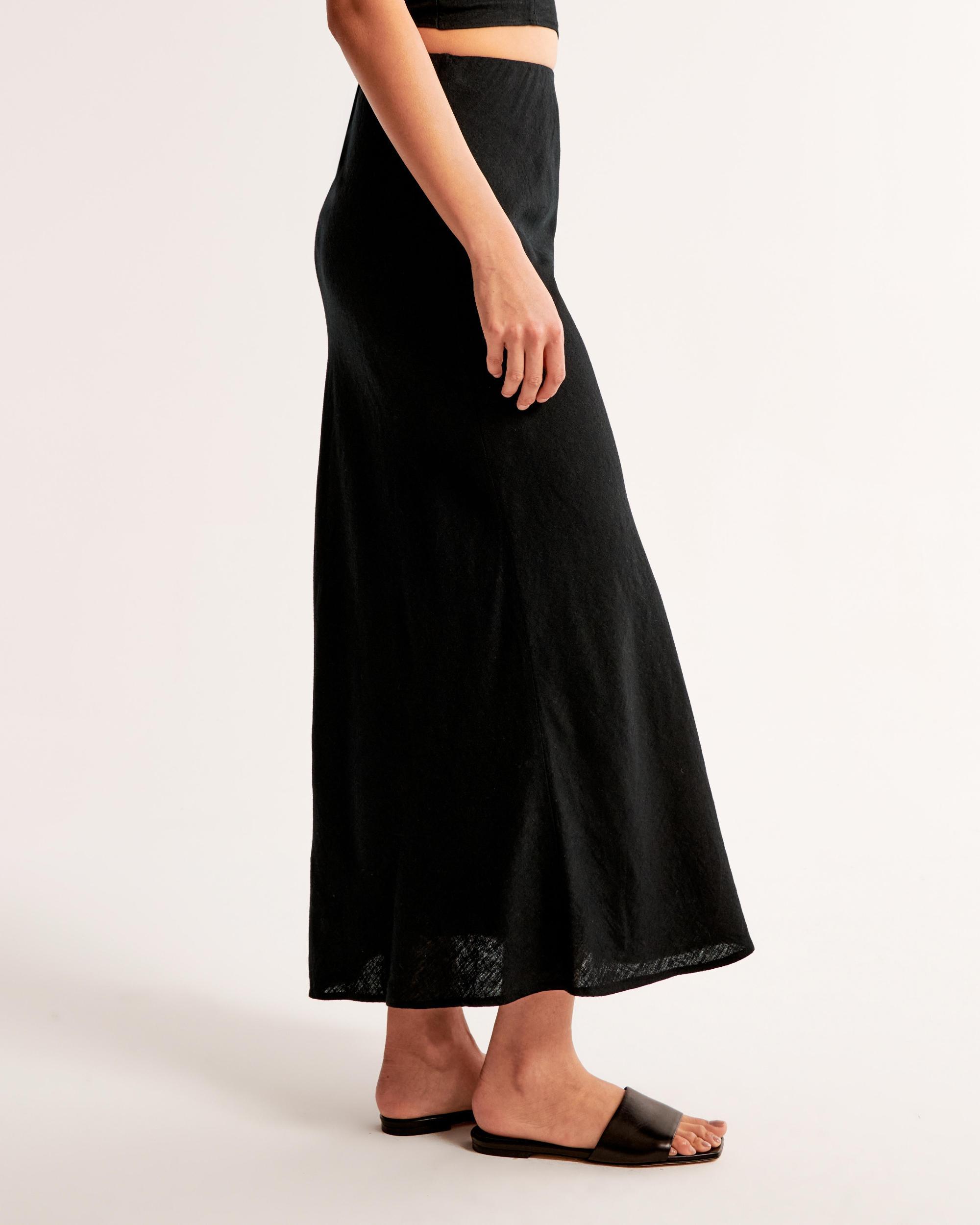 Linen-Blend Column Maxi Skirt Product Image