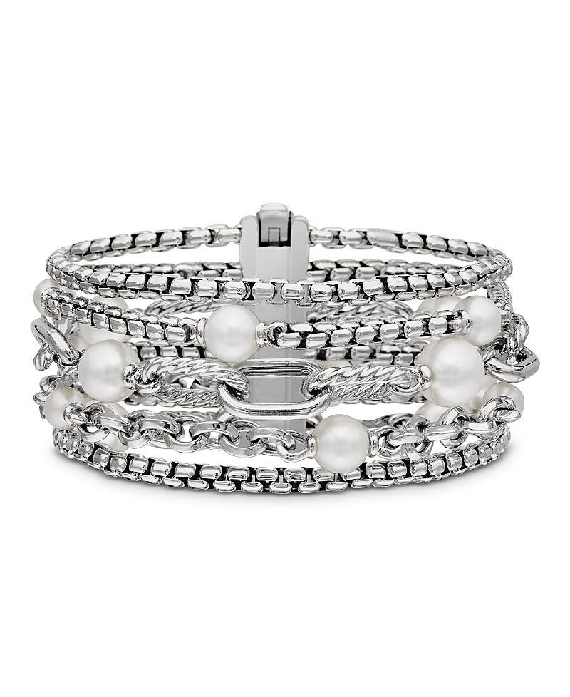 Womens DY Madison Pearl Multi Row Chain Bracelet in Sterling Silver Product Image