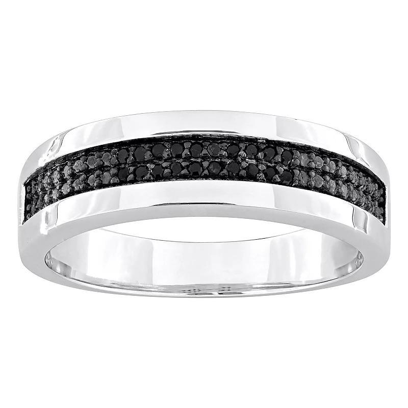 Stella Grace Men's Sterling Silver 1/10 Carat T.W. Black Diamond Anniversary Ring, Size: 11 Product Image