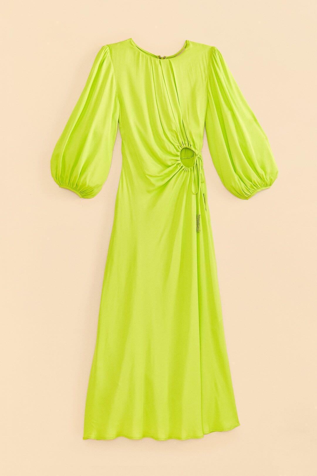 Lime Circle Cut Out Lenzing™ Ecovero™ Viscose Midi Dress Product Image