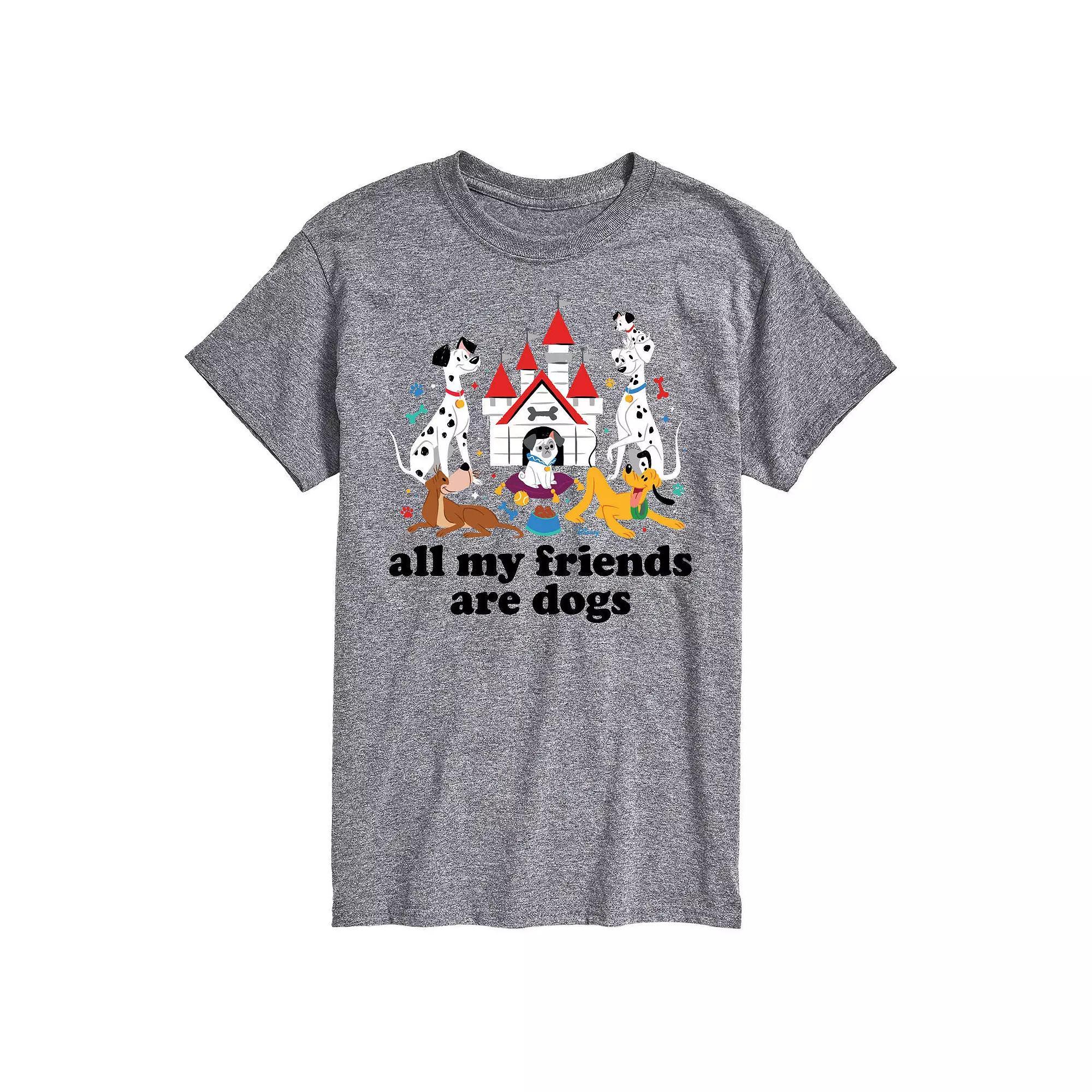 Disney Mens All My Friends Are Dogs Graphic Tee Grey Gray Product Image