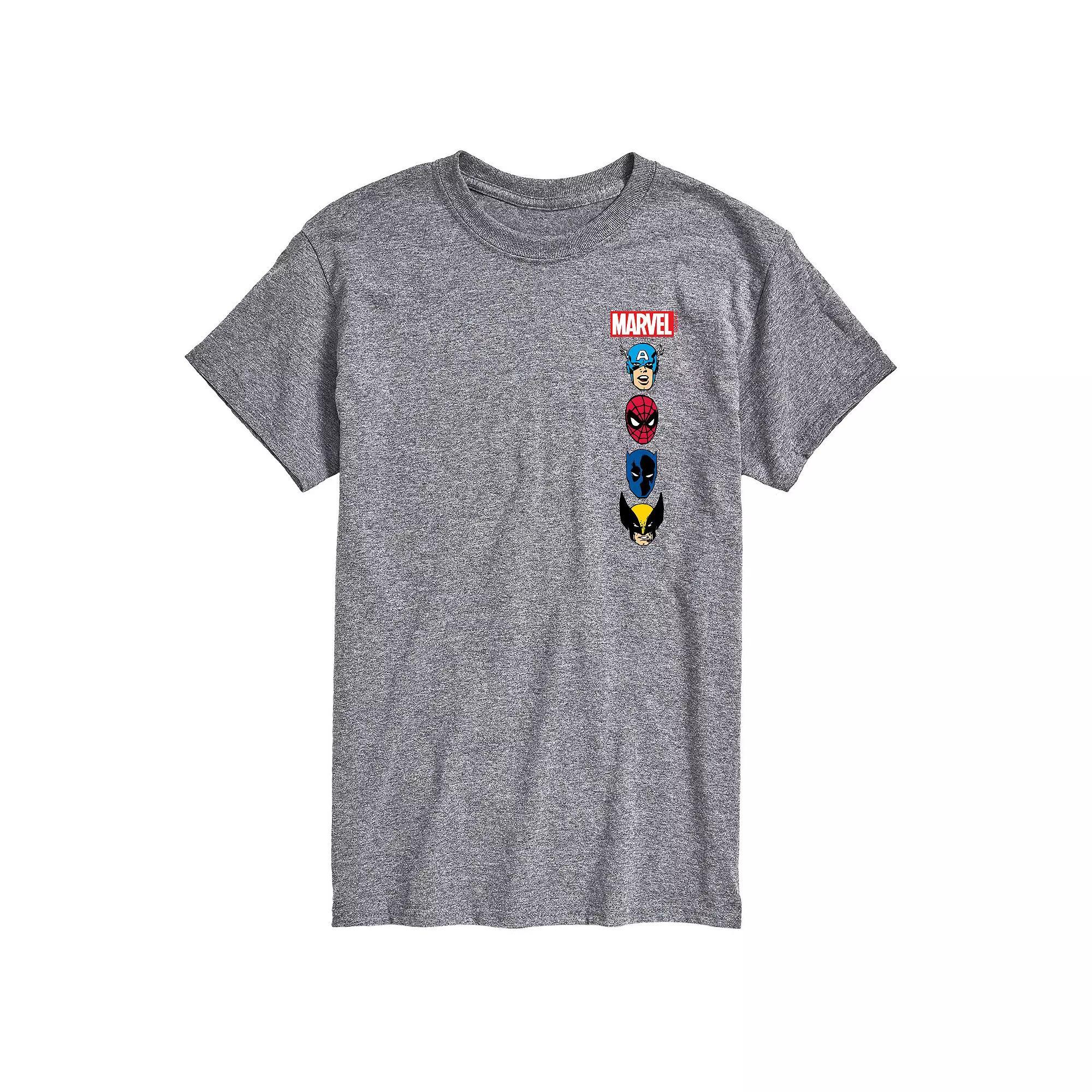 Big & Tall Marvel Oversized Left Chest Logos Graphic Tee, Mens Grey Gray Product Image