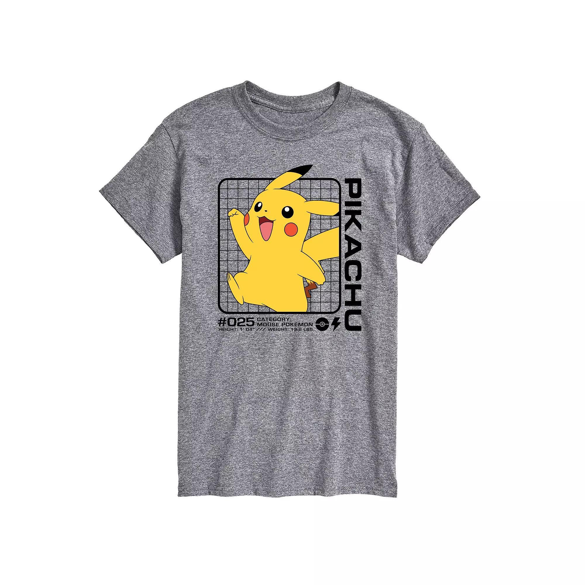 Men's Pokemon Pikachu Stats Graphic Tee, Size: XS, Gray Product Image