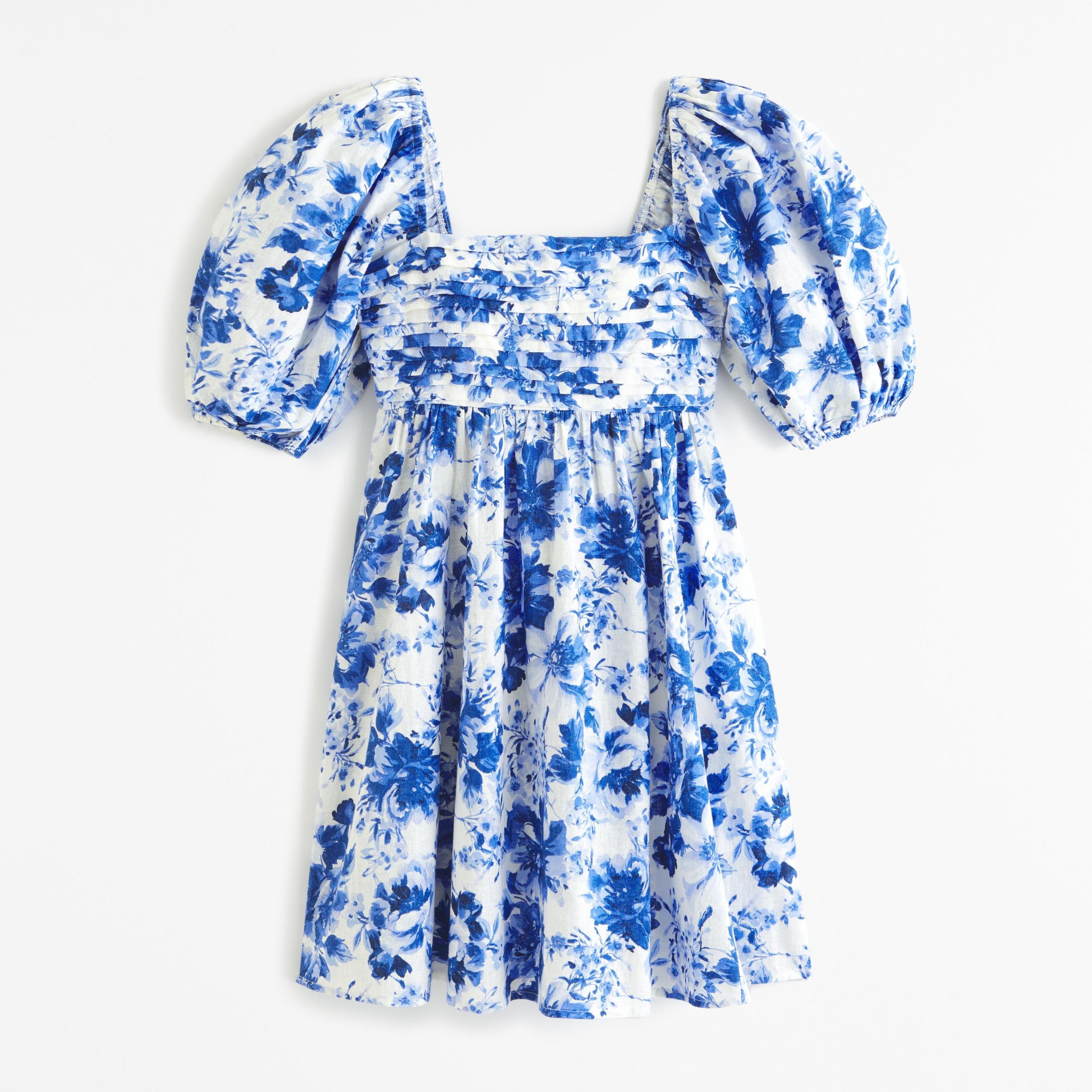 The A&F Emerson Linen-Blend Puff Sleeve Mini Dress Product Image