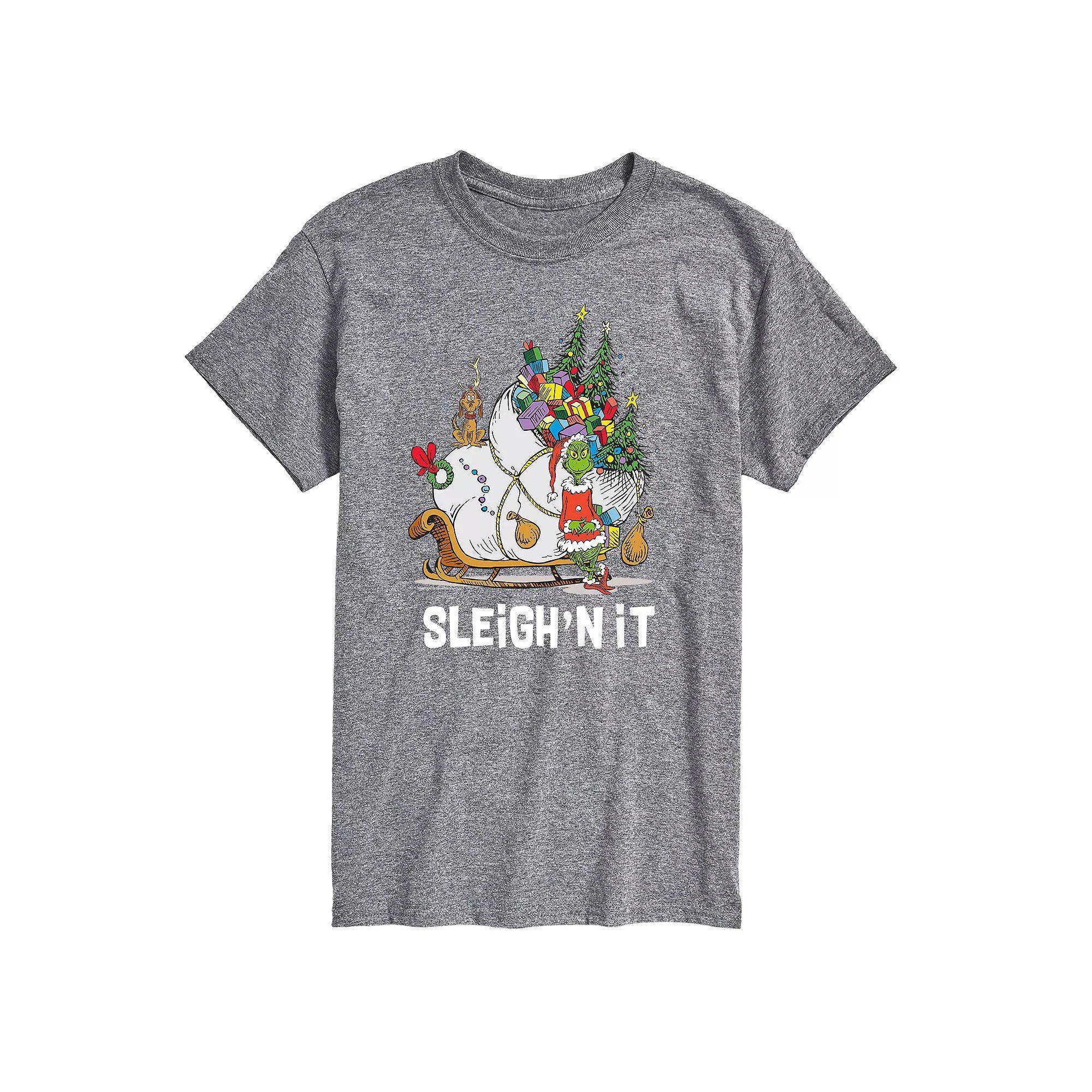 Mens Dr. Seuss The Grinch Sleighn Tee Athletic Grey Product Image