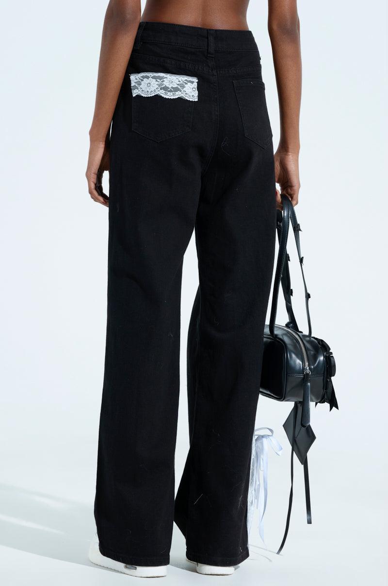 DYLAN LACE DETAIL WIDE LEG DENIM Product Image