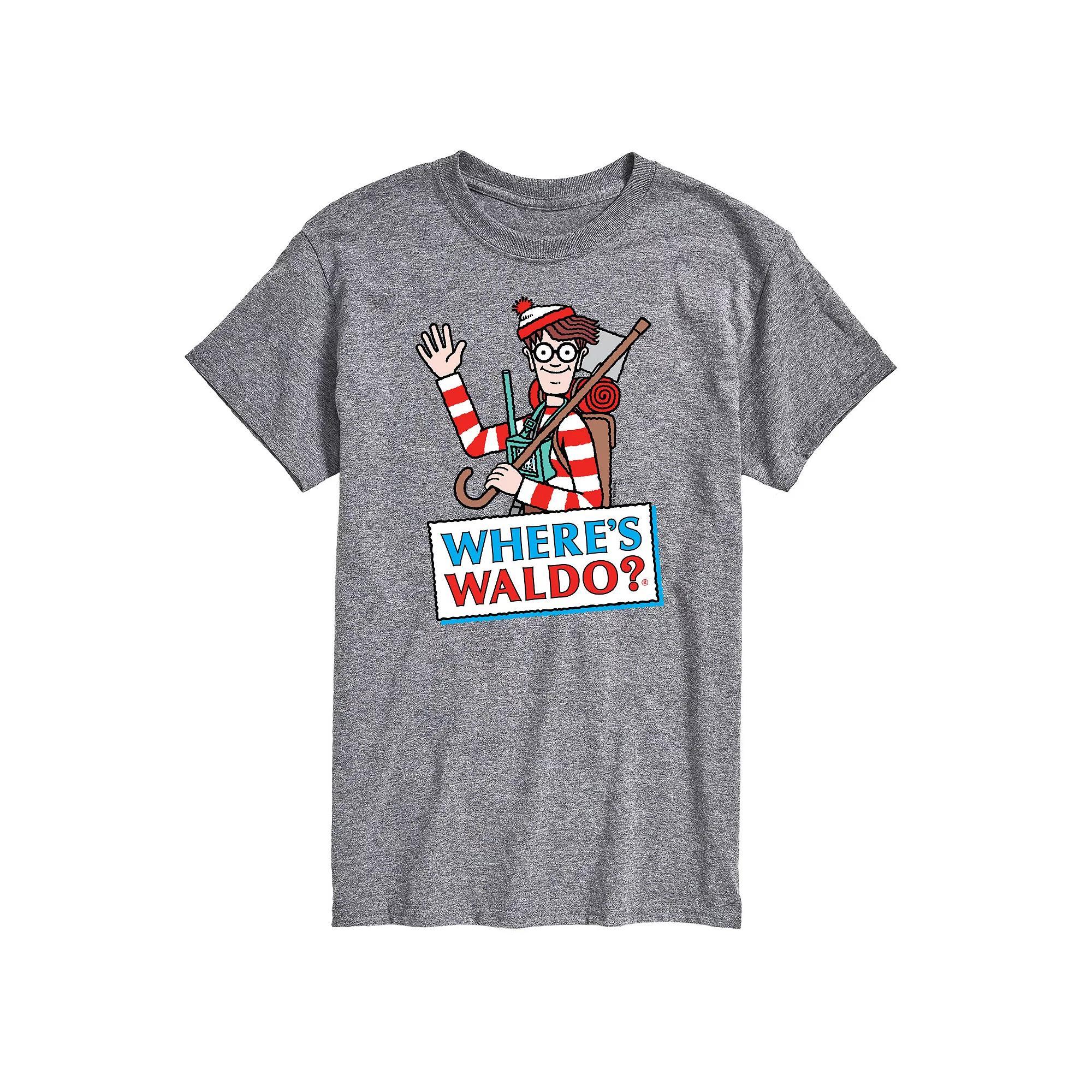 Mens Wheres Waldo Logo Graphic Tee Athletic Grey Product Image